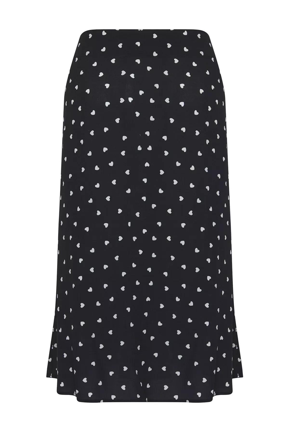 Black Heart Slit Midi Skirt, , large image number 6