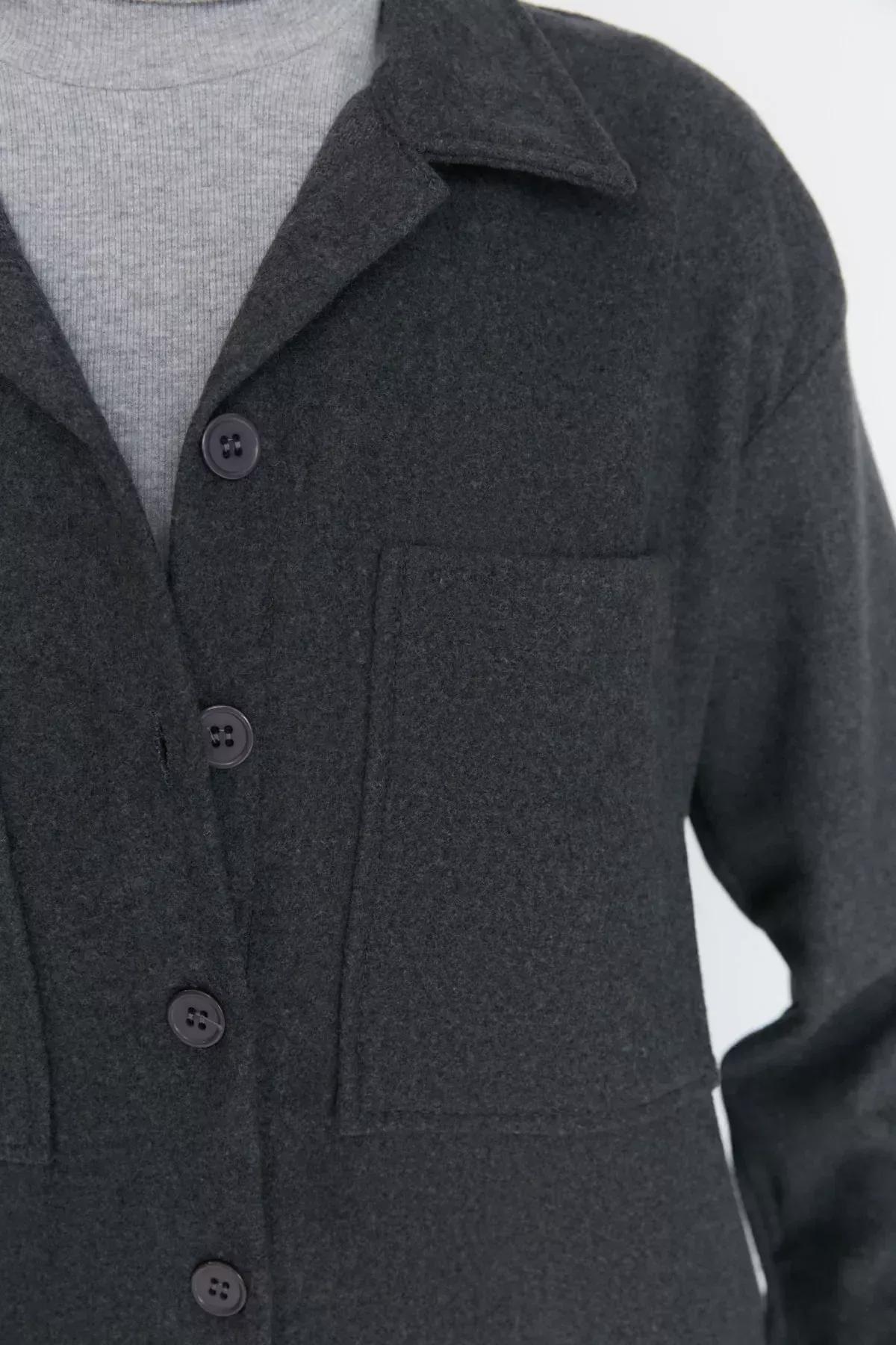 Grey Oversize Collar Shirt, Gray, large image number 3