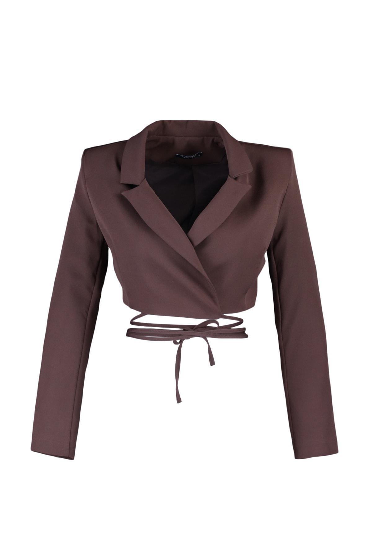 Brown Lapel Collar Blazer, , large image number 5