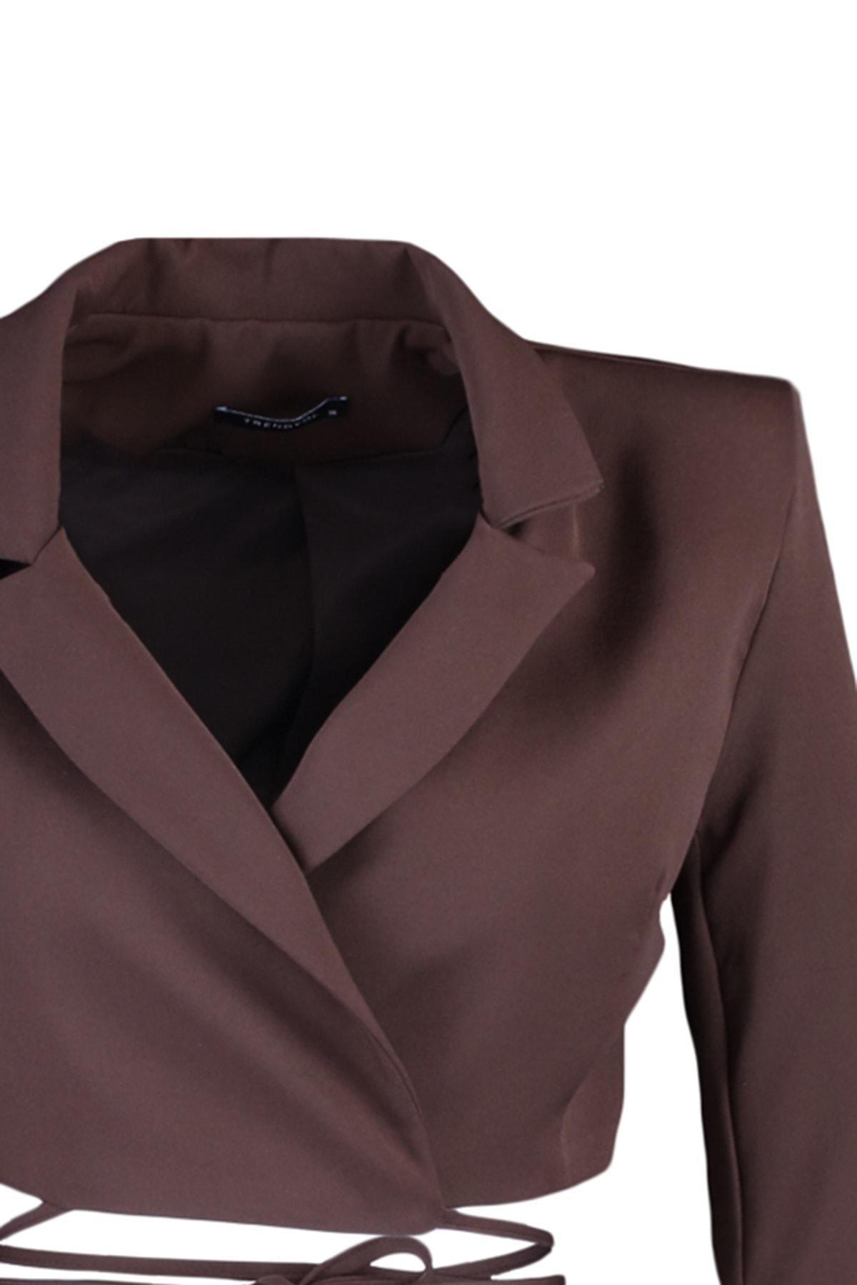 Brown Lapel Collar Blazer, , large image number 6