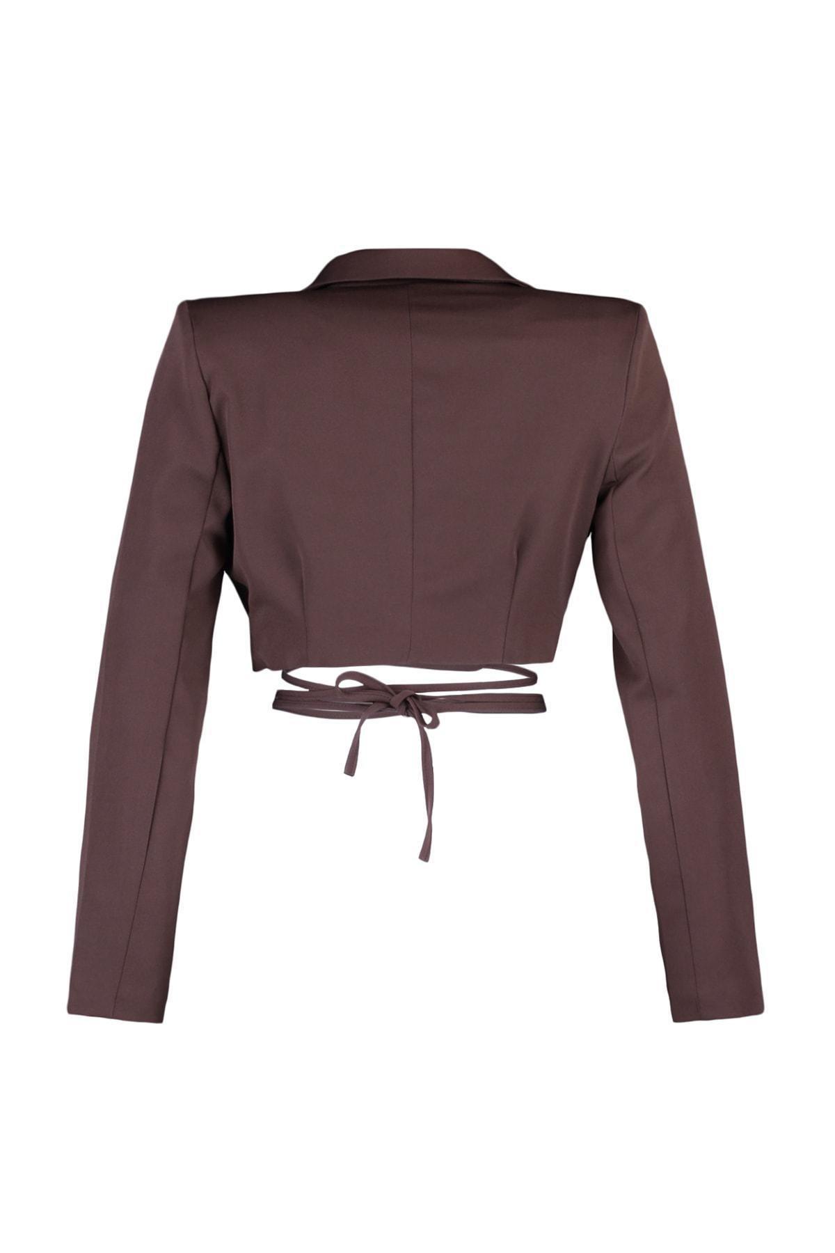 Brown Lapel Collar Blazer, , large image number 7