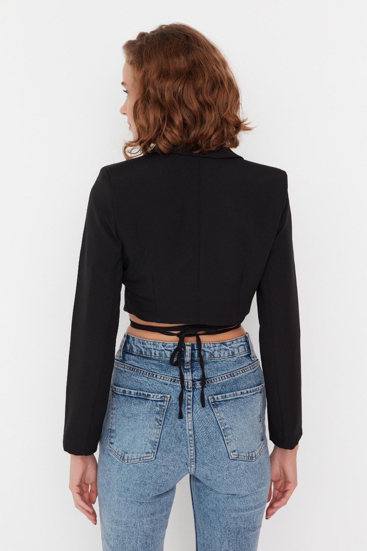 Black Lapel Collar Blazer, , large image number 5