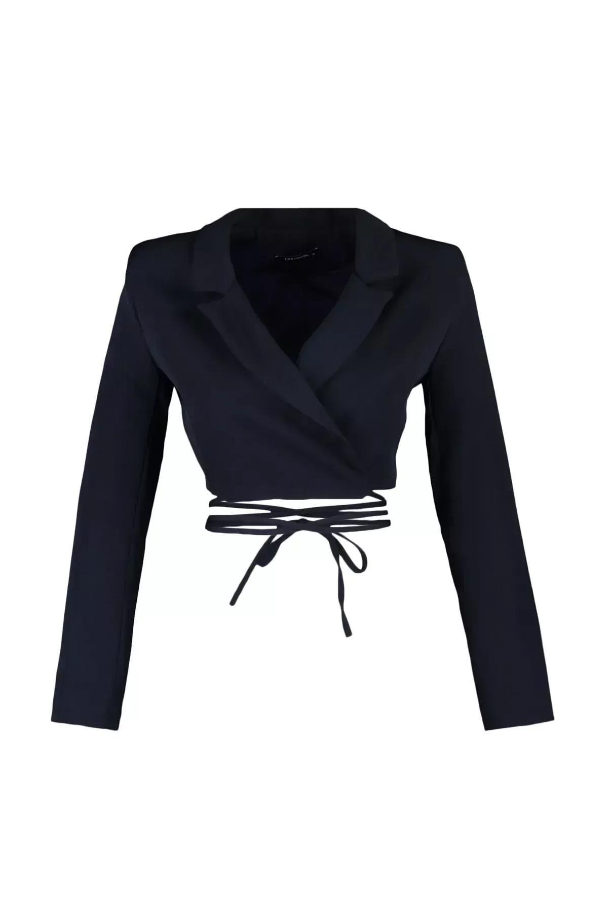 Black Lapel Collar Blazer, Black, large image number 5