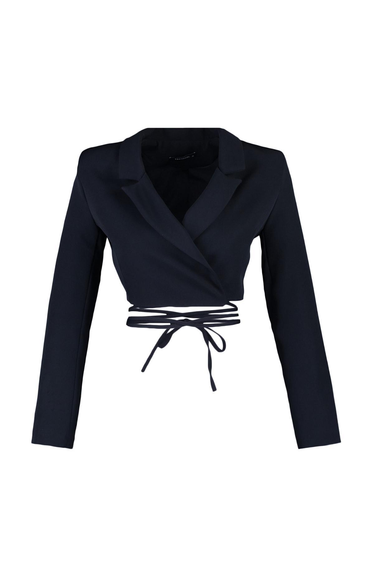 Black Lapel Collar Blazer, , large image number 6