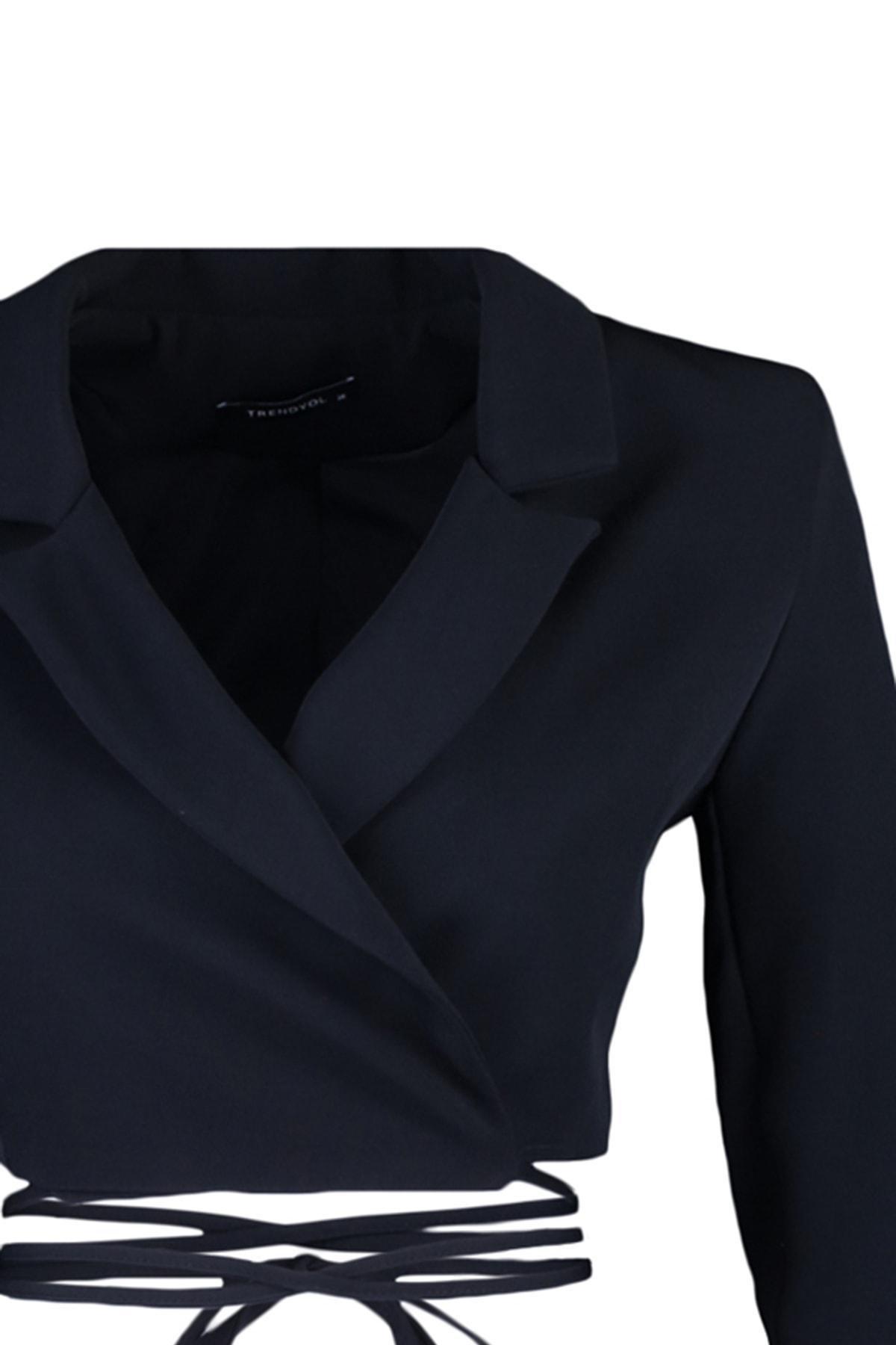 Black Lapel Collar Blazer, , large image number 7