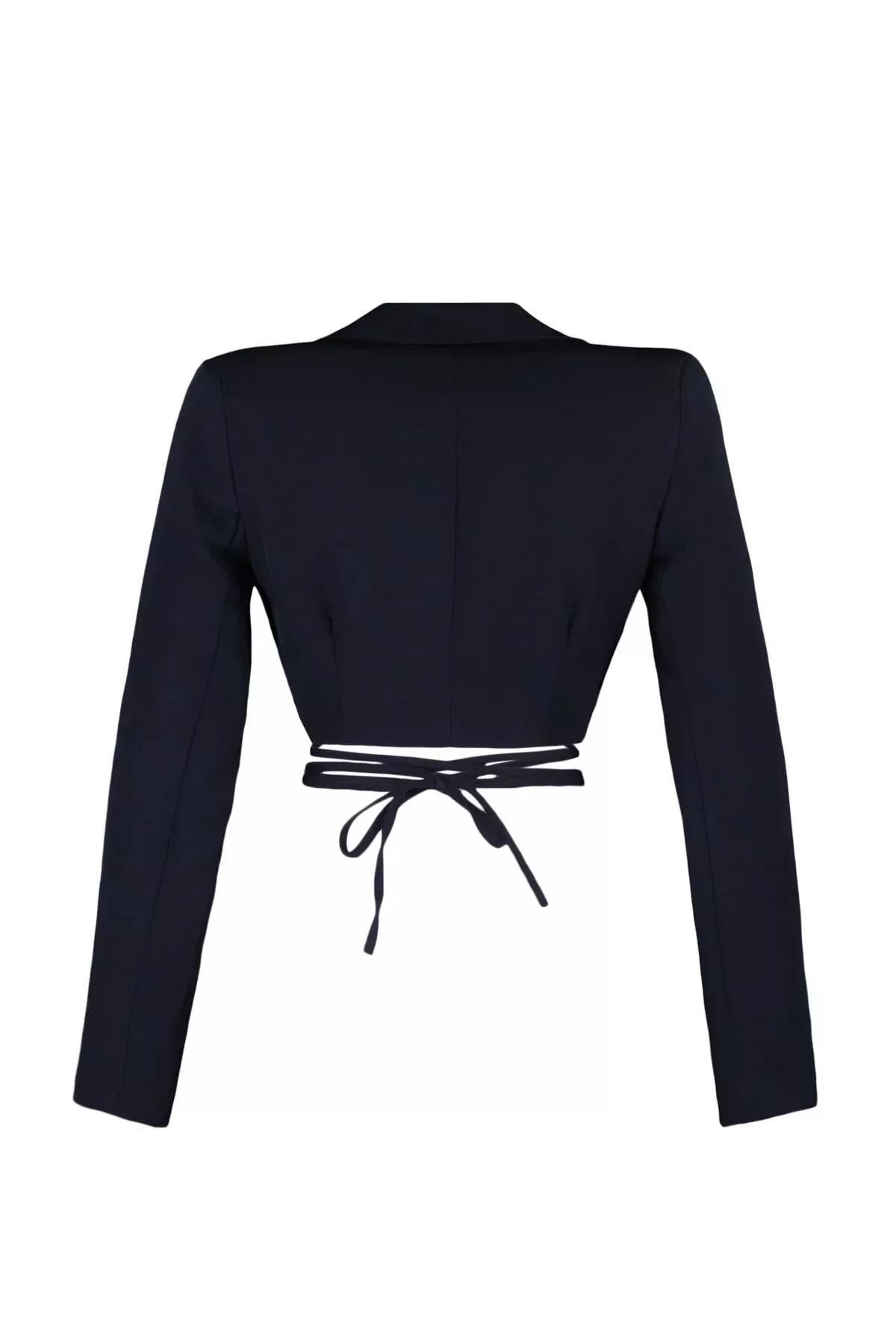 Black Lapel Collar Blazer, Black, large image number 7