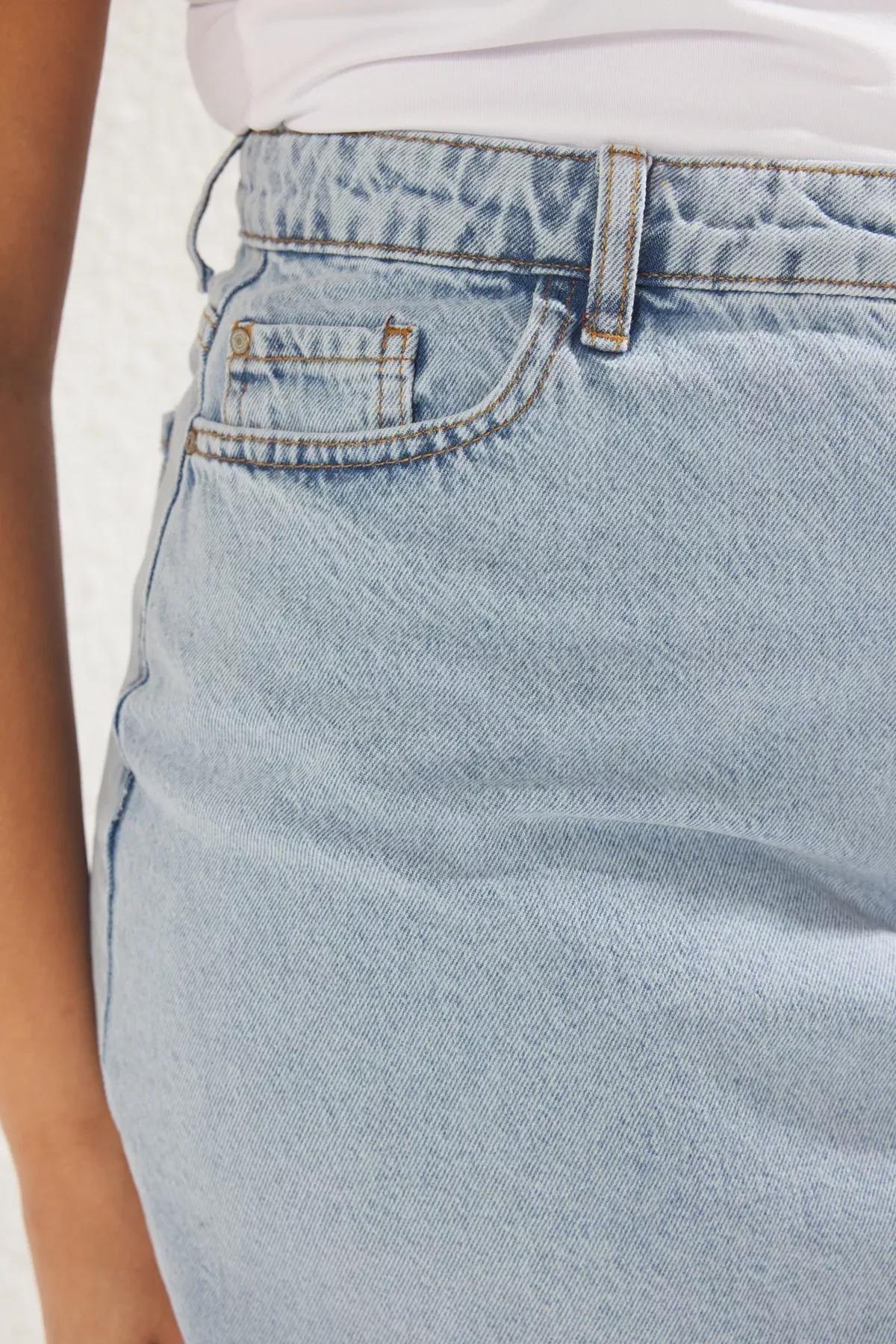 Blue High Waist A-Shape Denim Skirt, , large image number 3