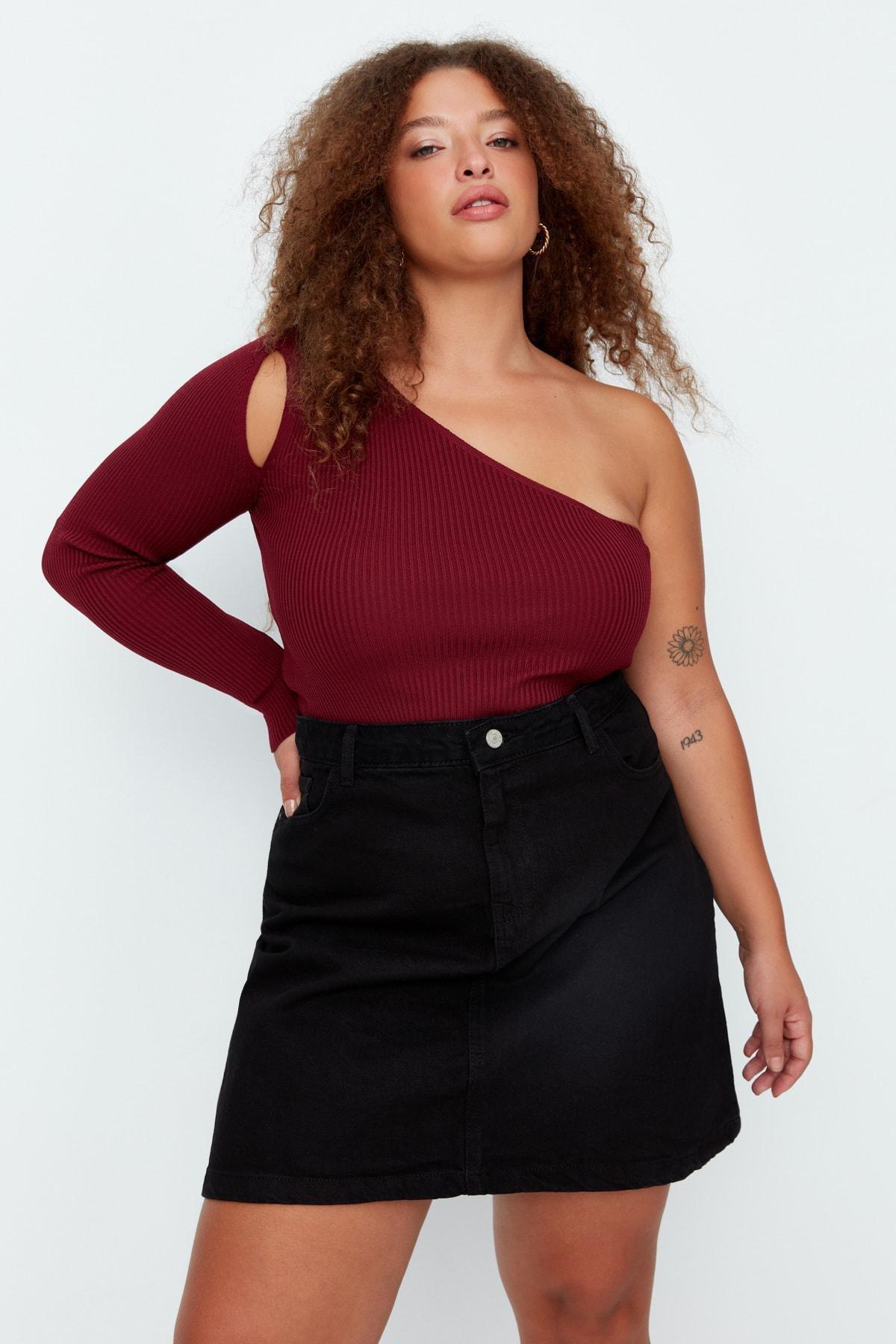 Black Plus Size Mini Skirt, , large image number 1