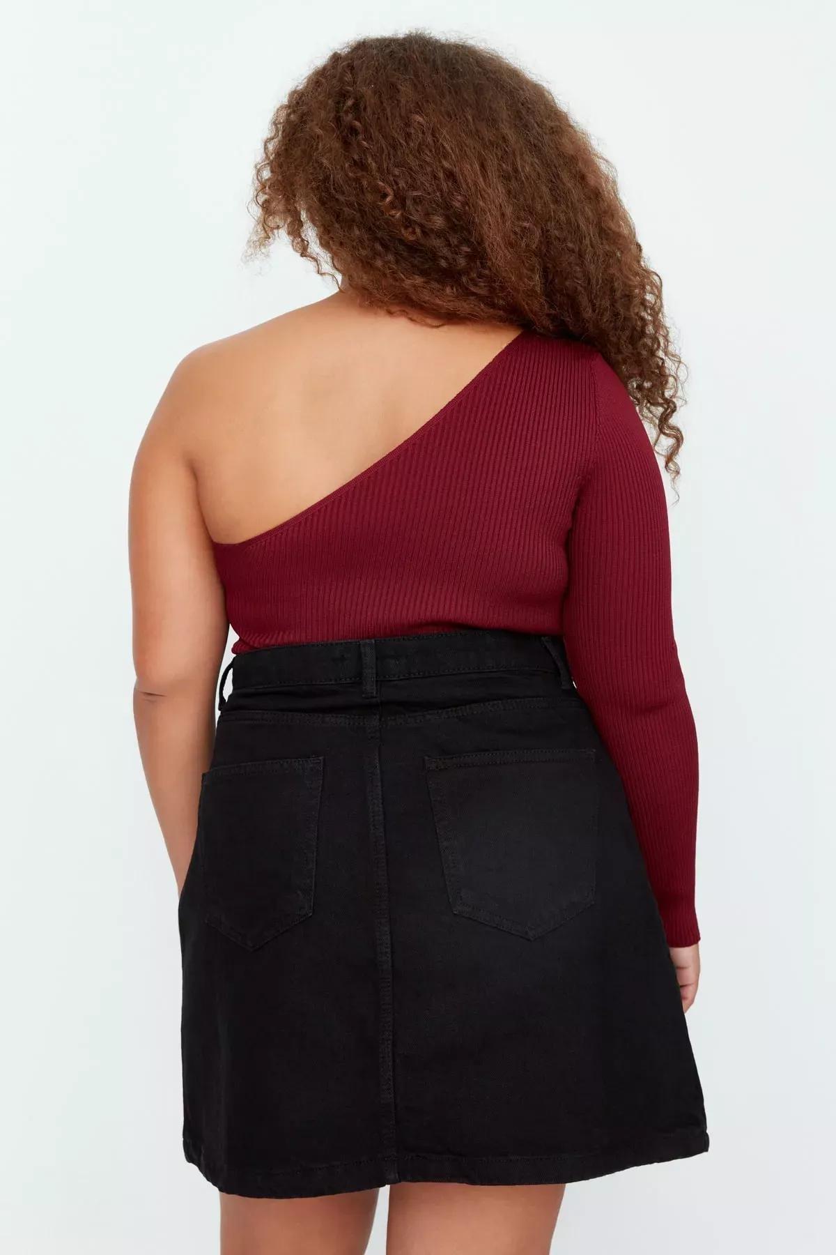 Black Plus Size Mini Skirt, , large image number 4