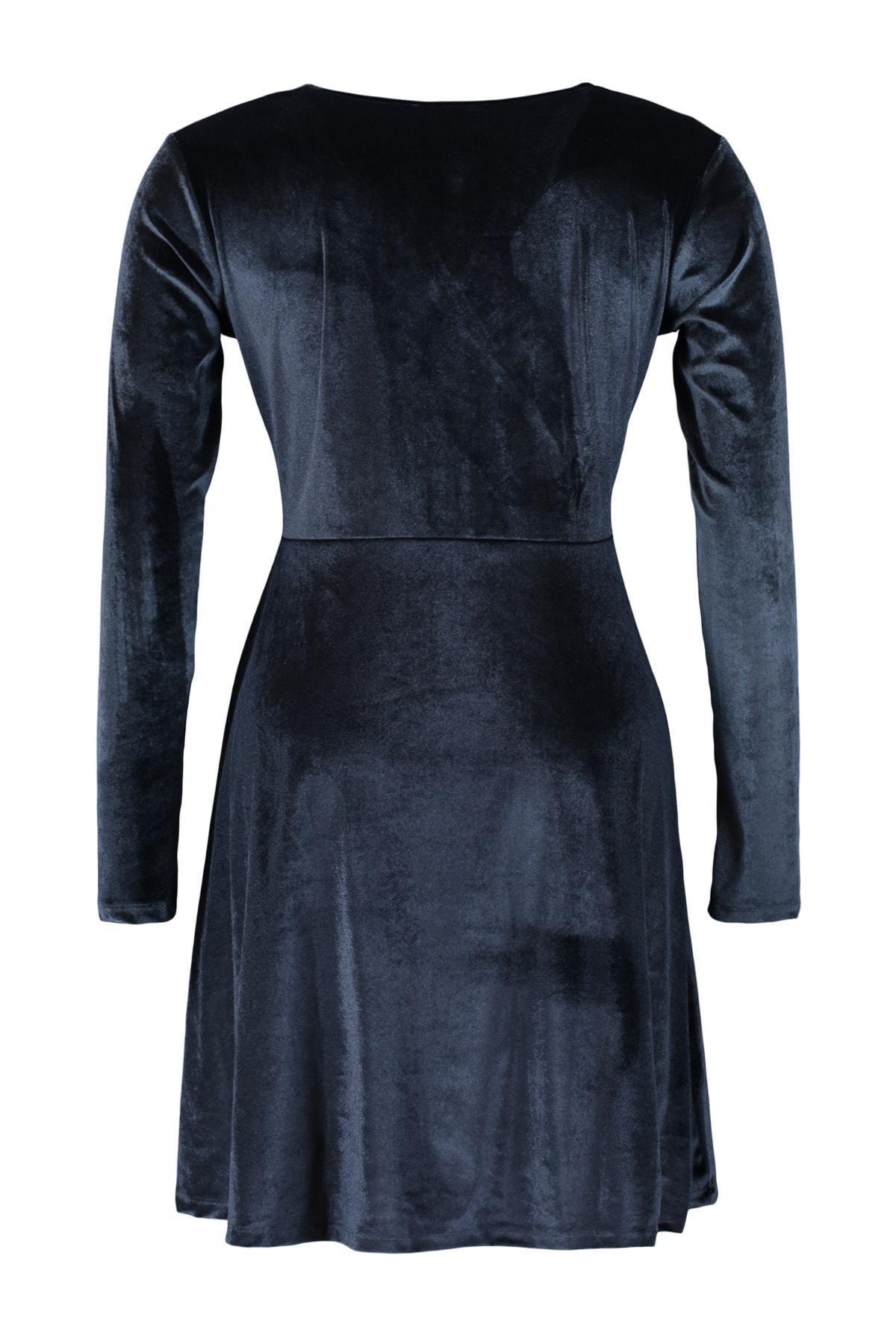 Black Skater Double-Breasted Plus Size Dress, , large image number 6