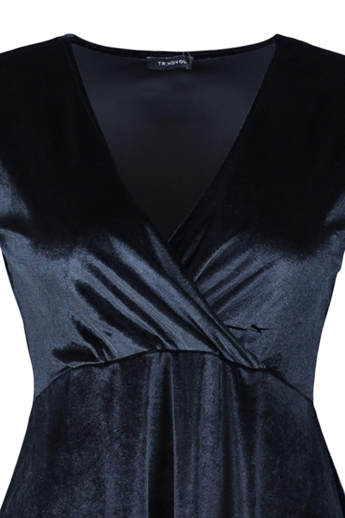 Black Skater Double-Breasted Plus Size Dress, , large image number 7