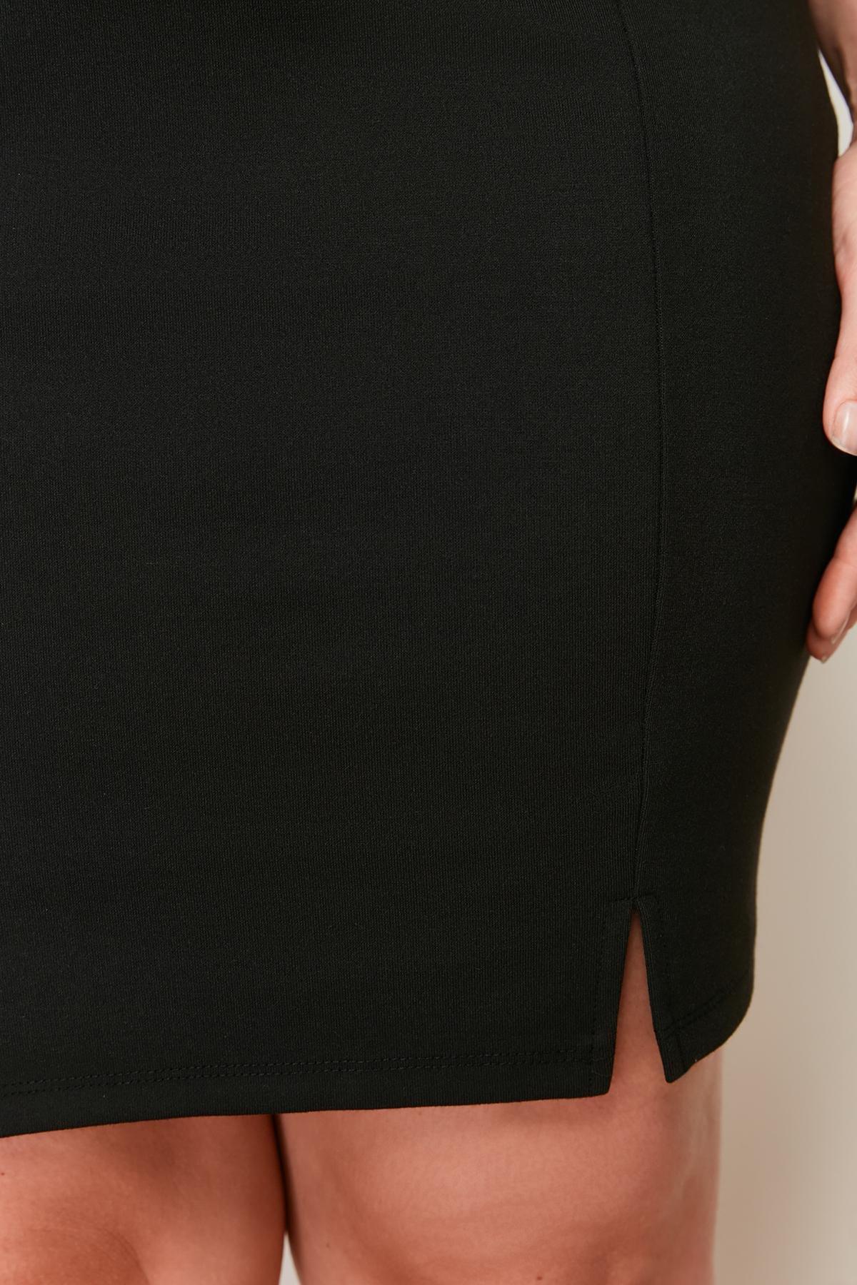 Black Mini Plus Size Pencil Skirt, , large image number 6