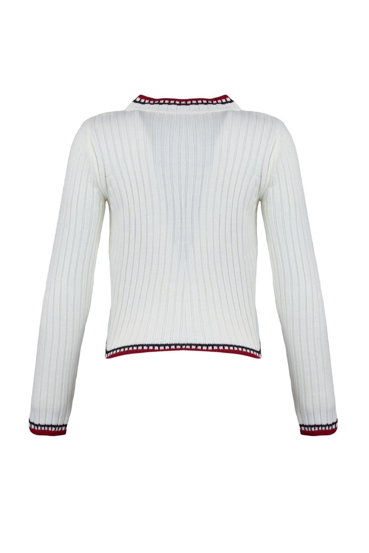 White Crew Neck Cardigan, , large image number 7