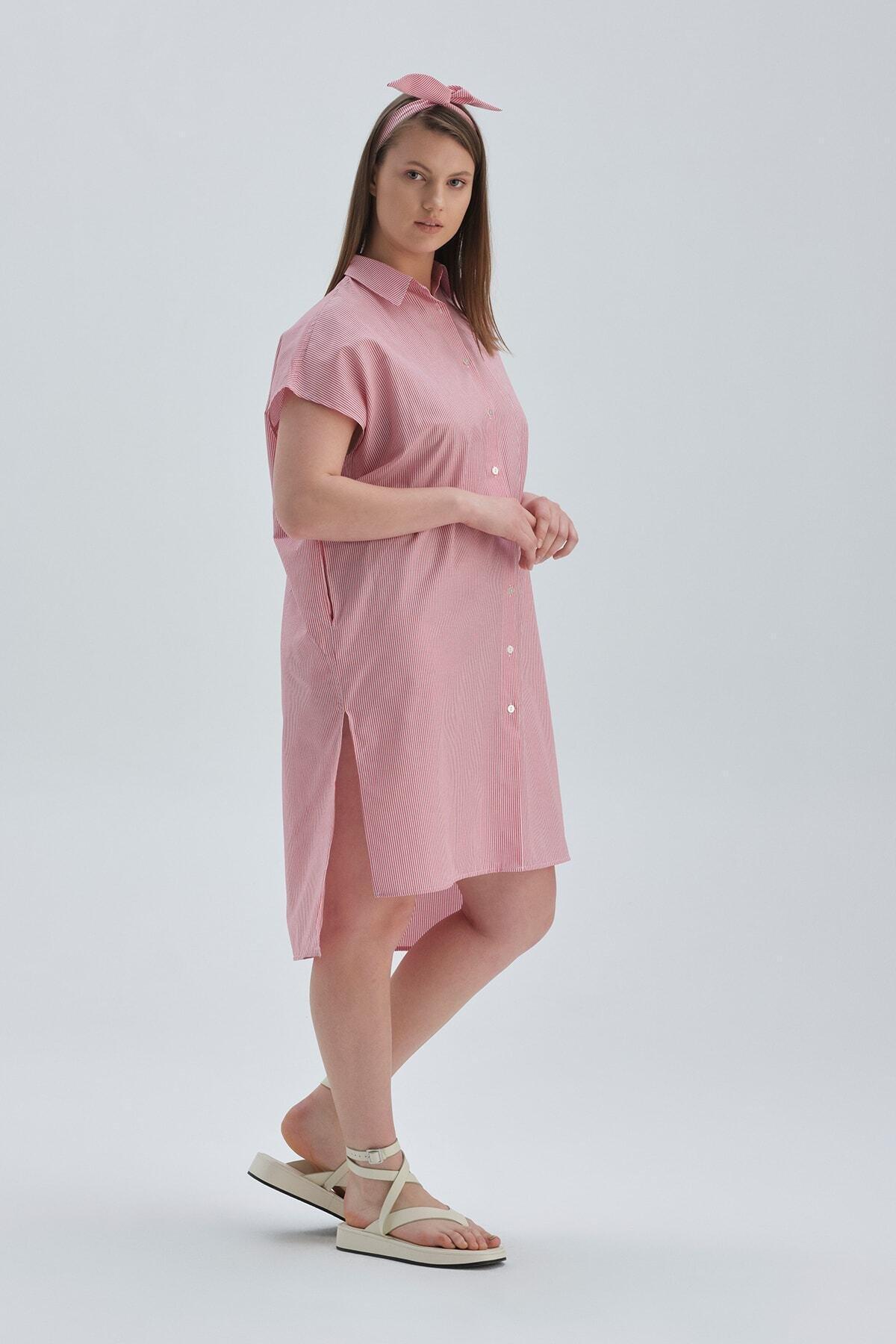 Dagi - Pink Short Sleeve Shirt Dress