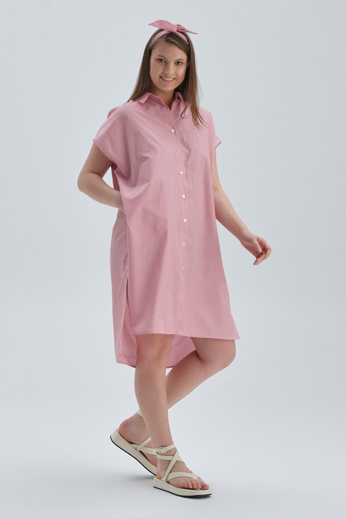 Dagi - Pink Short Sleeve Shirt Dress