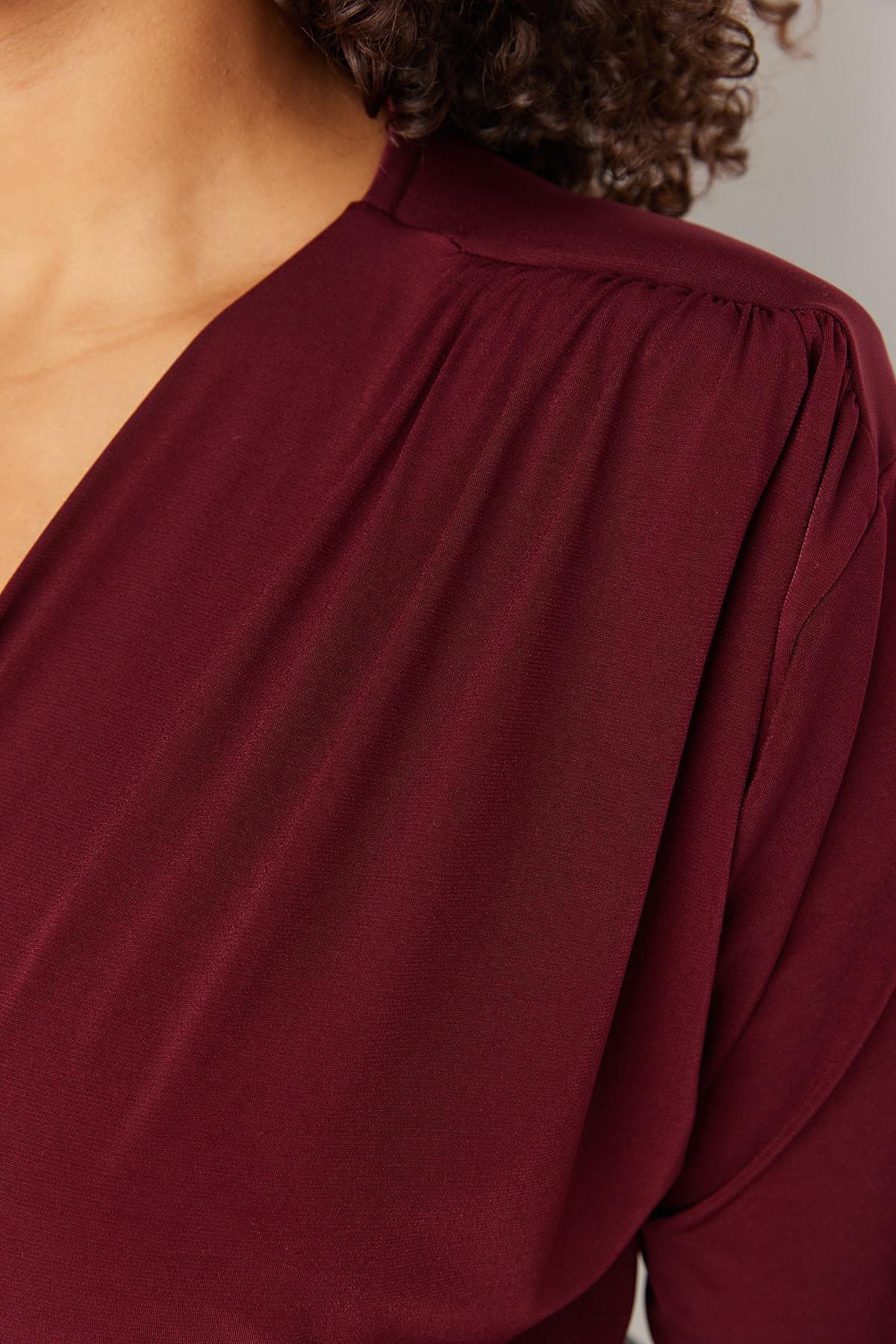 Burgundy Plus Size Bodysuit, , large image number 3