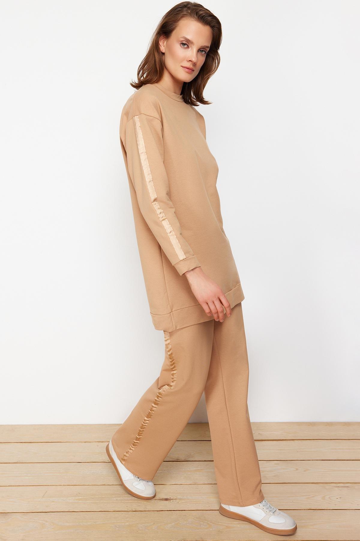 Beige Sweatsuit Co-Ord Set, , large image number 1