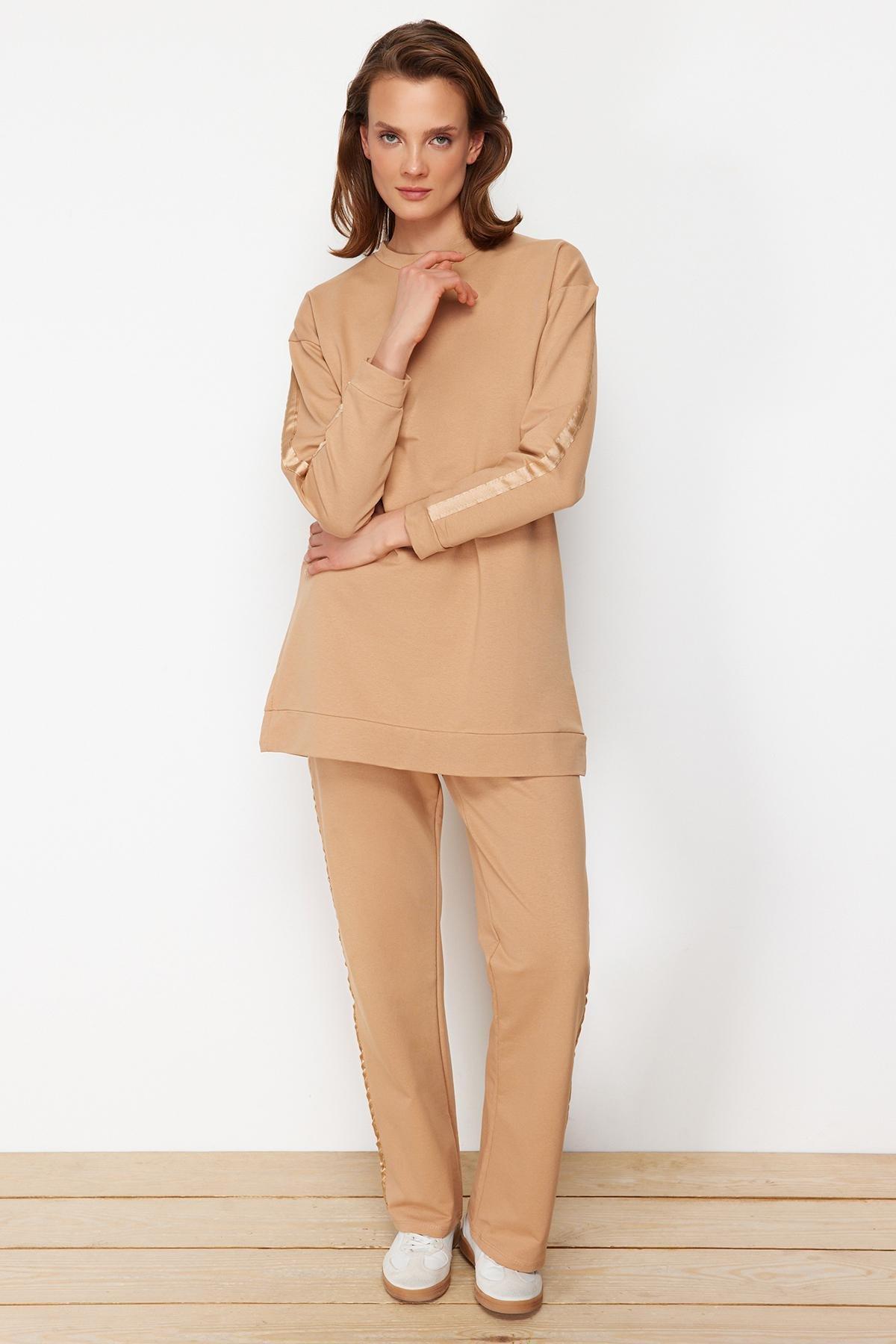 Beige Sweatsuit Co-Ord Set, , large image number 2