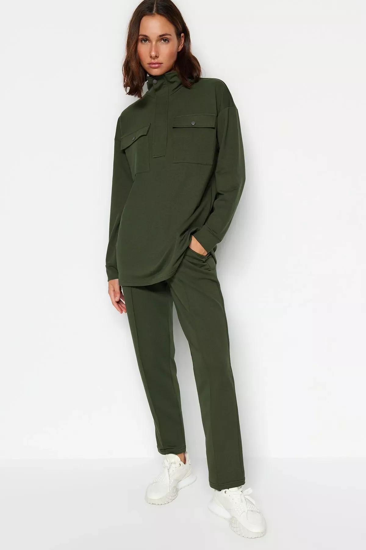 Green Detailed Knitted Co-Ord Set, , medium