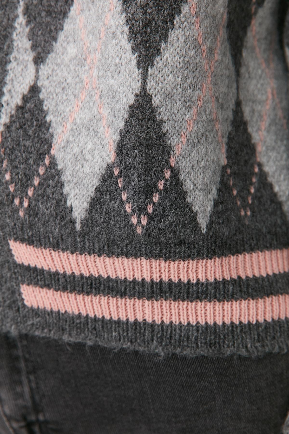 Gray Pattern Cardigan, , large image number 3