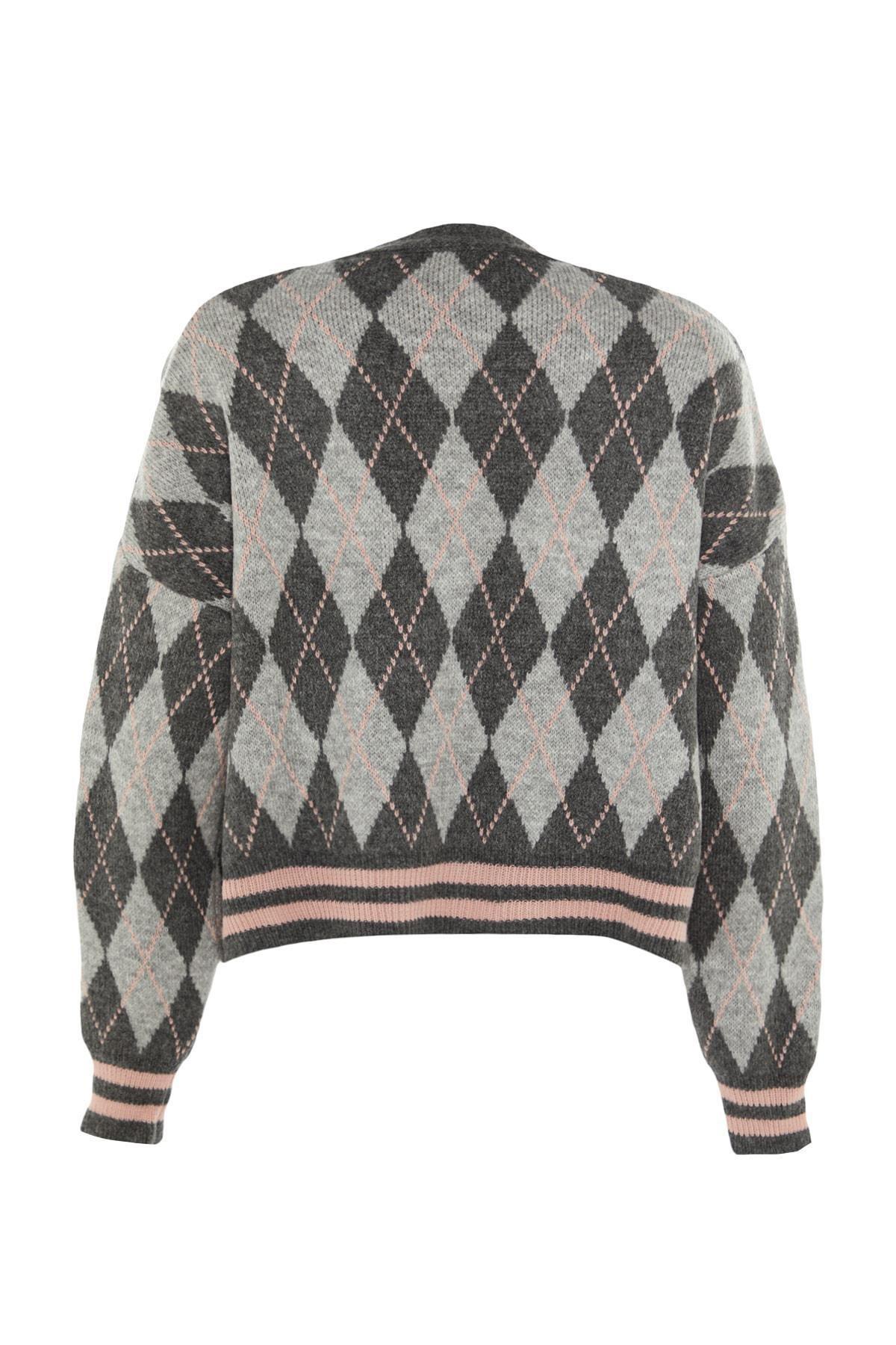 Trendyol - Gray Pattern Cardigan