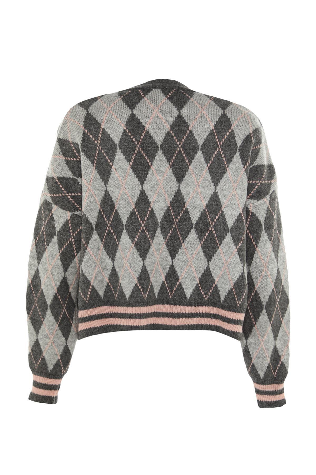 Gray Pattern Cardigan, , large image number 7