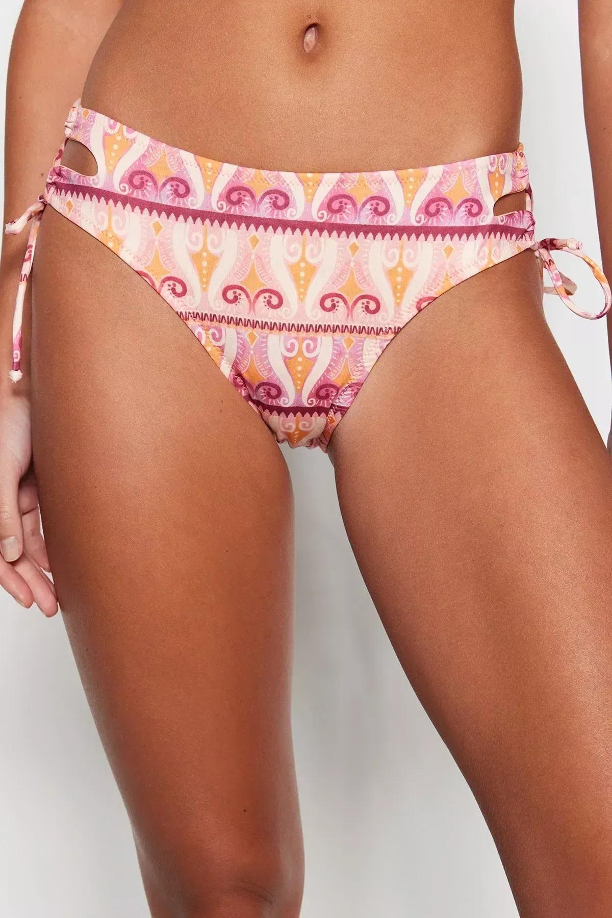 Multicolour Ethnic Pattern Bikini Bottom, Multicolor, medium