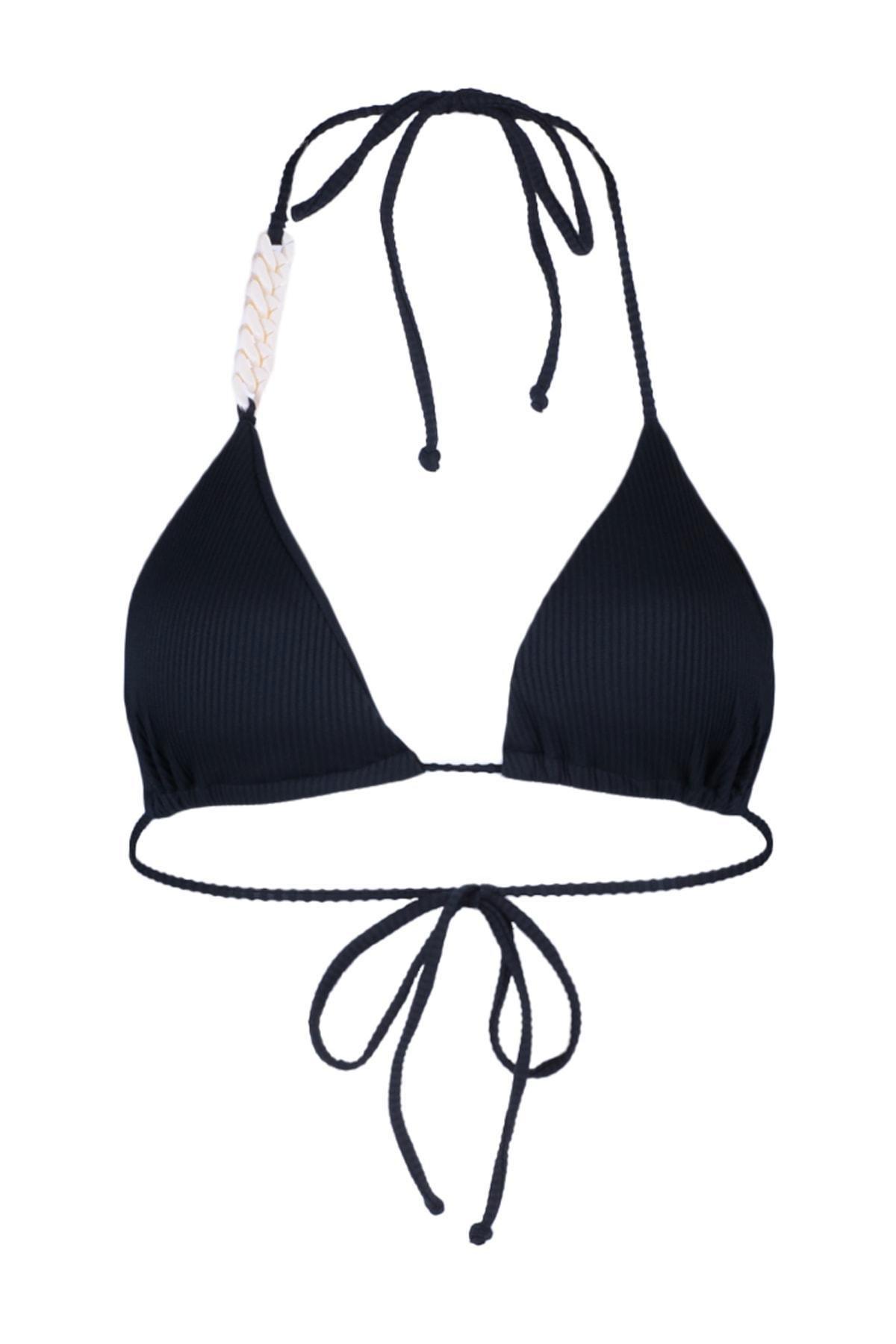 Trendyol - Black Accessory Detailed Bikini Top