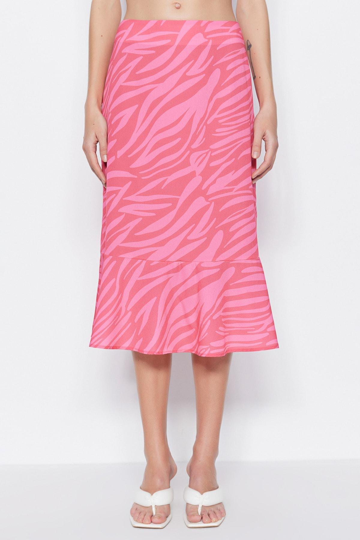 Pink Animal Print Midi Skirt, , large image number 3
