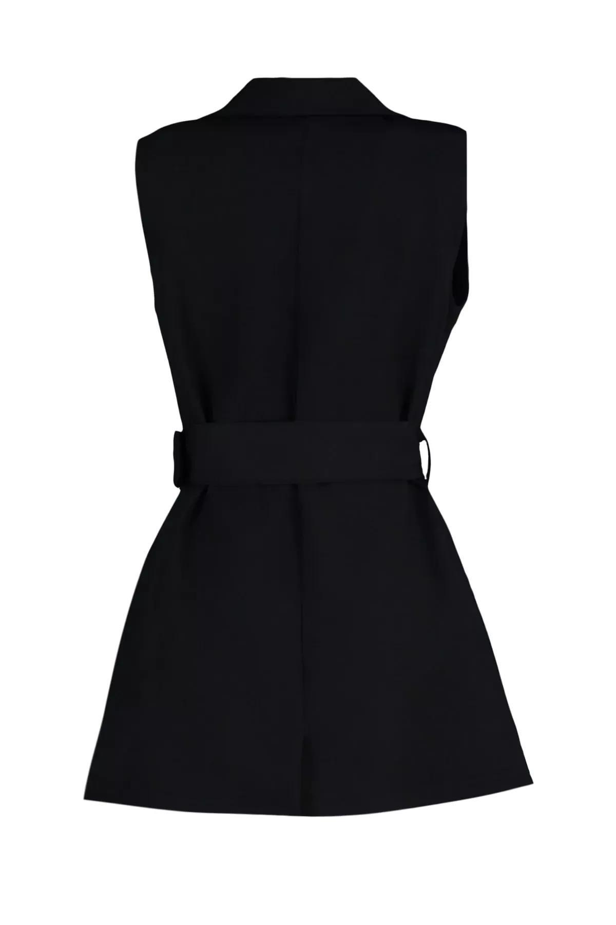 Lapel Collar Vest, Black, large image number 6