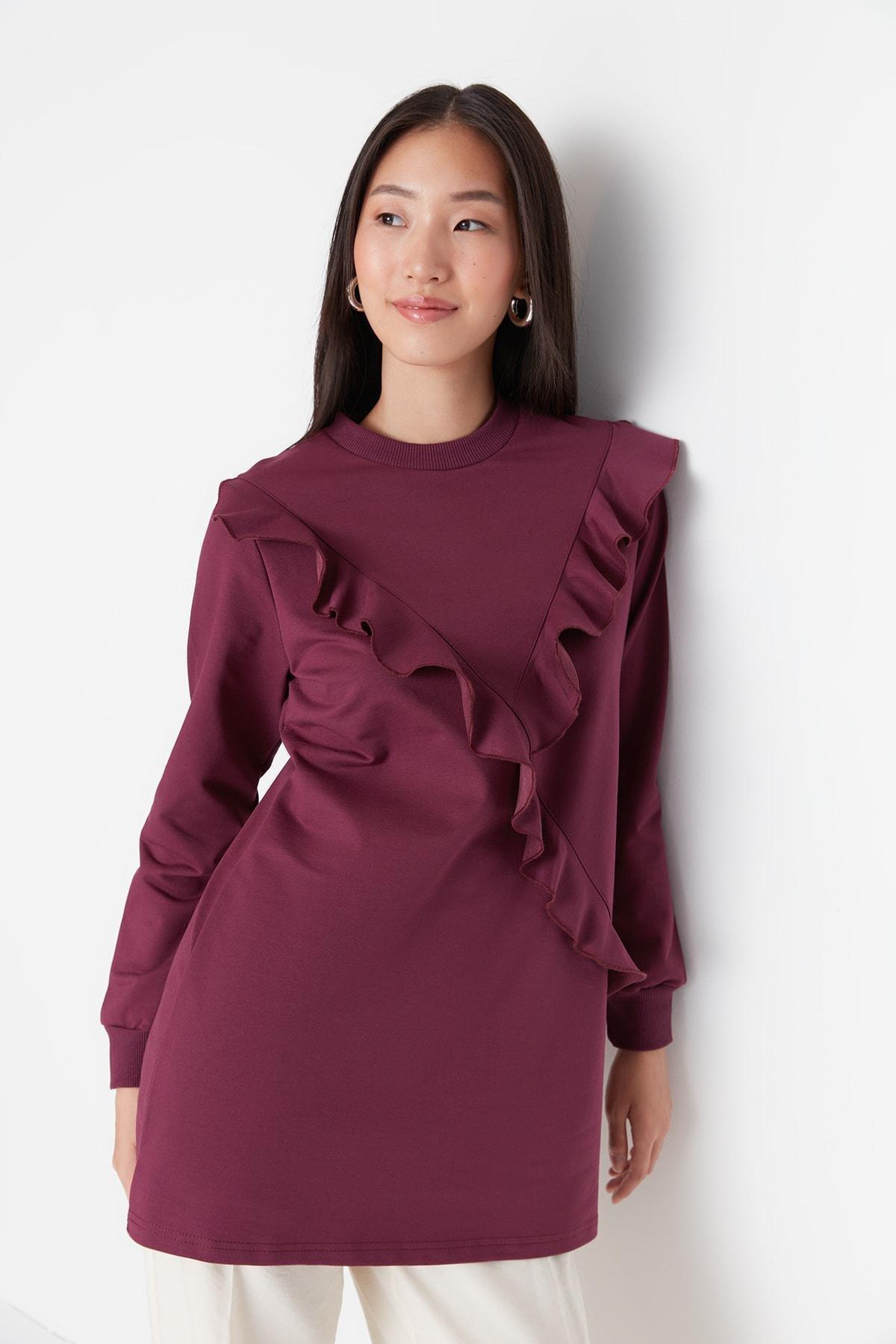 Purple Crew Neck Tunic, , large image number 0