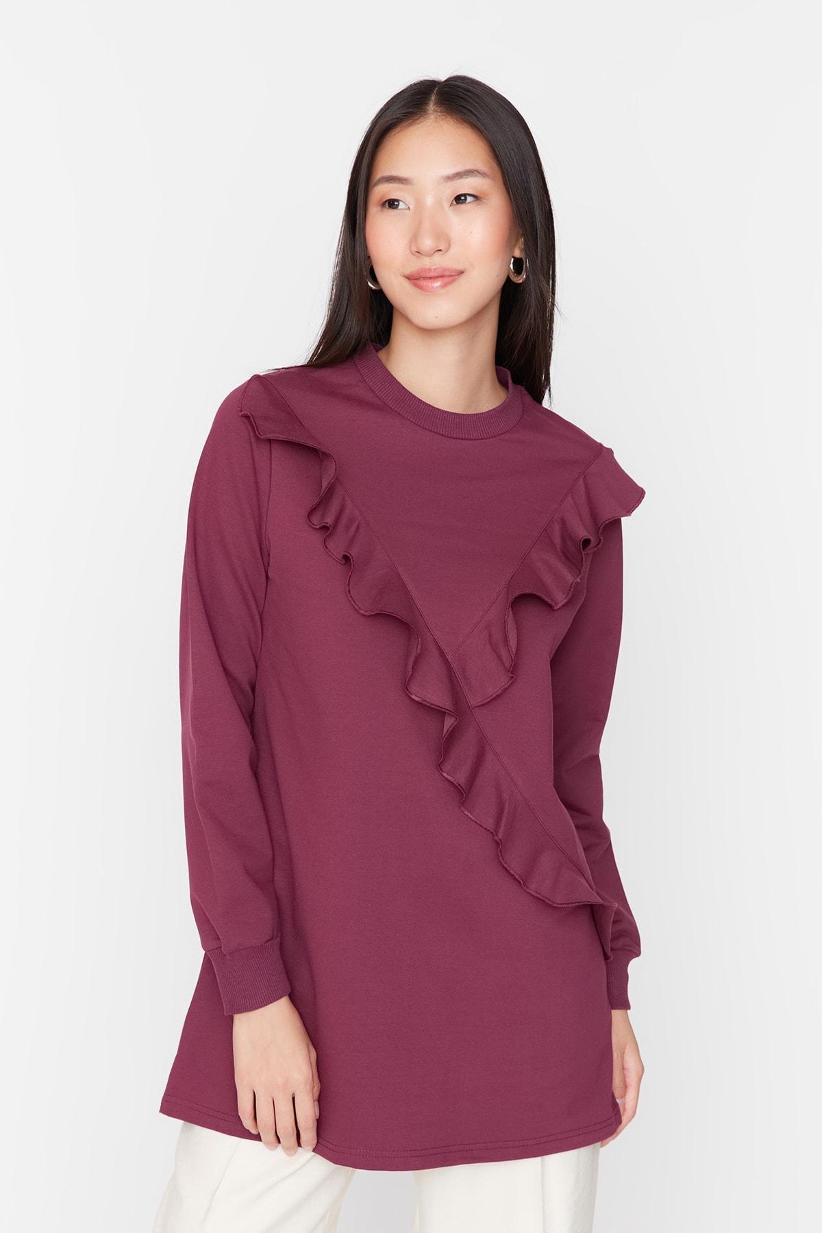 Purple Crew Neck Tunic, , large image number 1