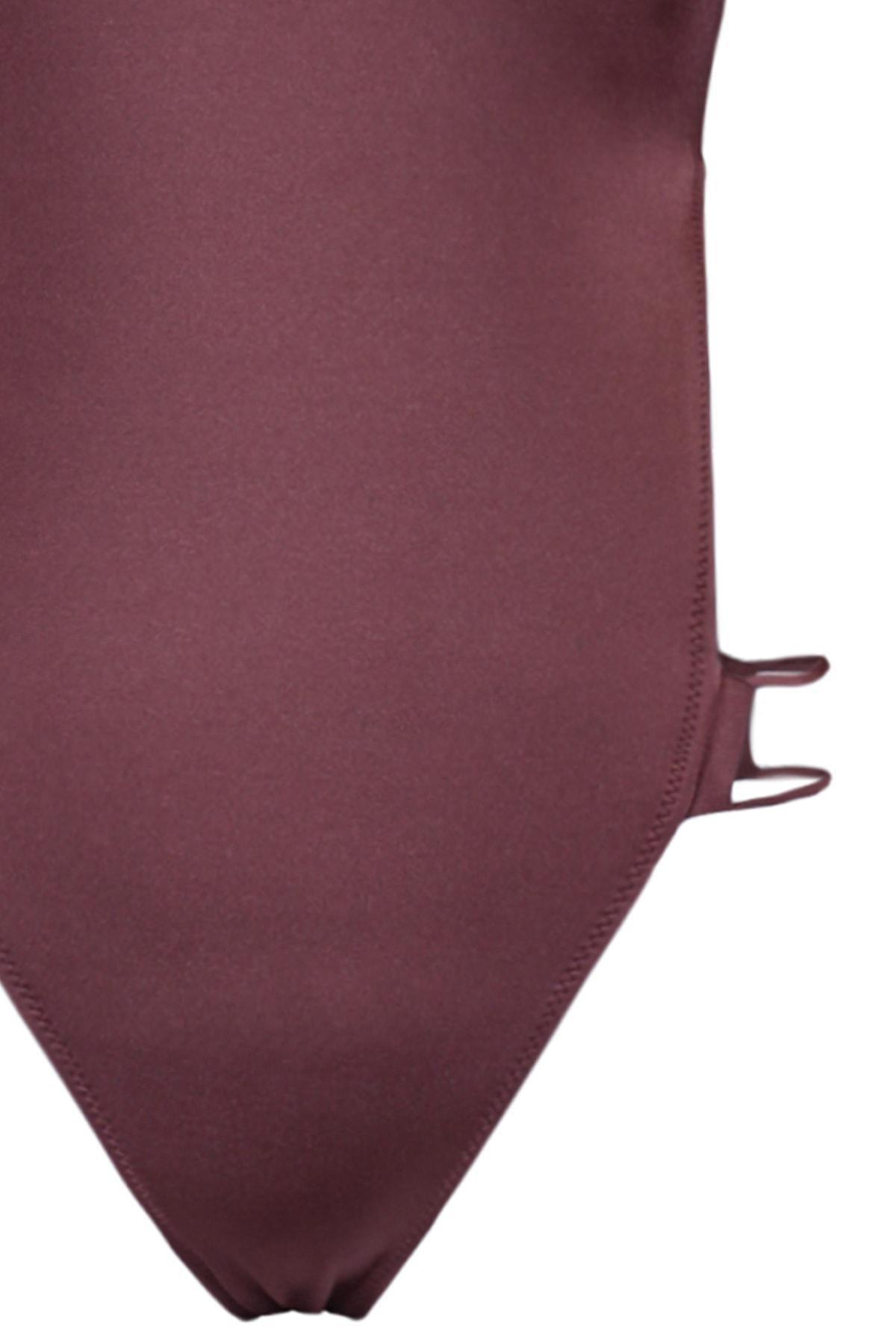 Brown Piping High Leg Swimsuit, , large image number 7