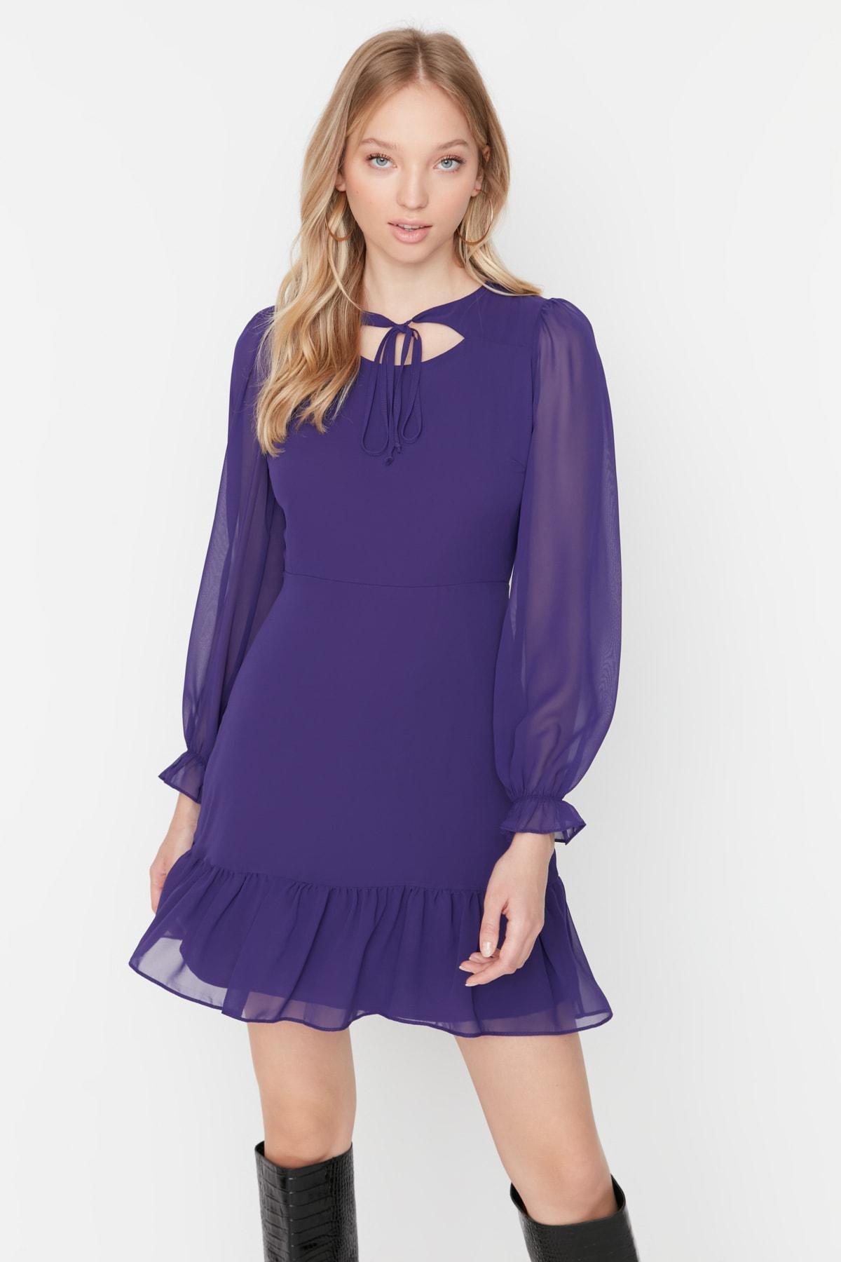Purple Floral Skater Dress, , large image number 0