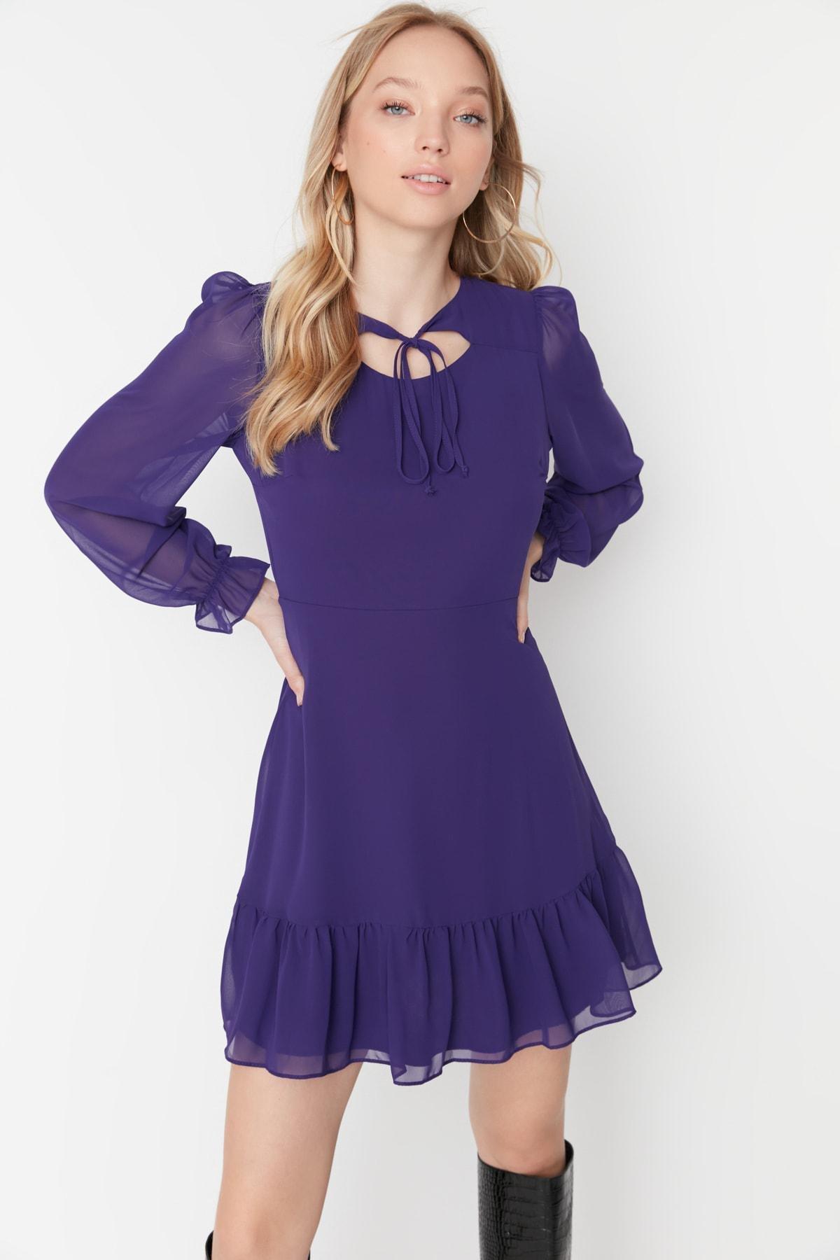 Purple Floral Skater Dress, , large image number 2
