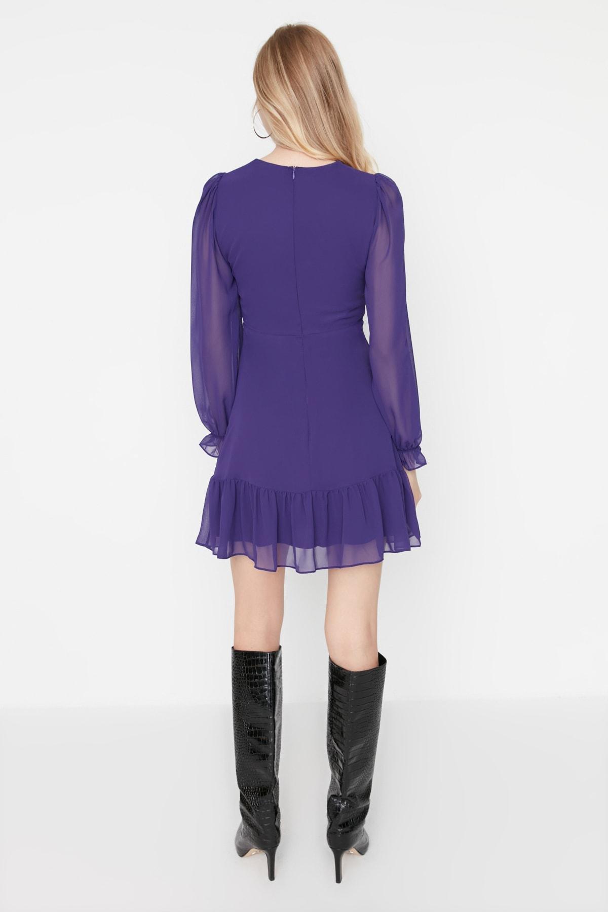 Purple Floral Skater Dress, , large image number 4