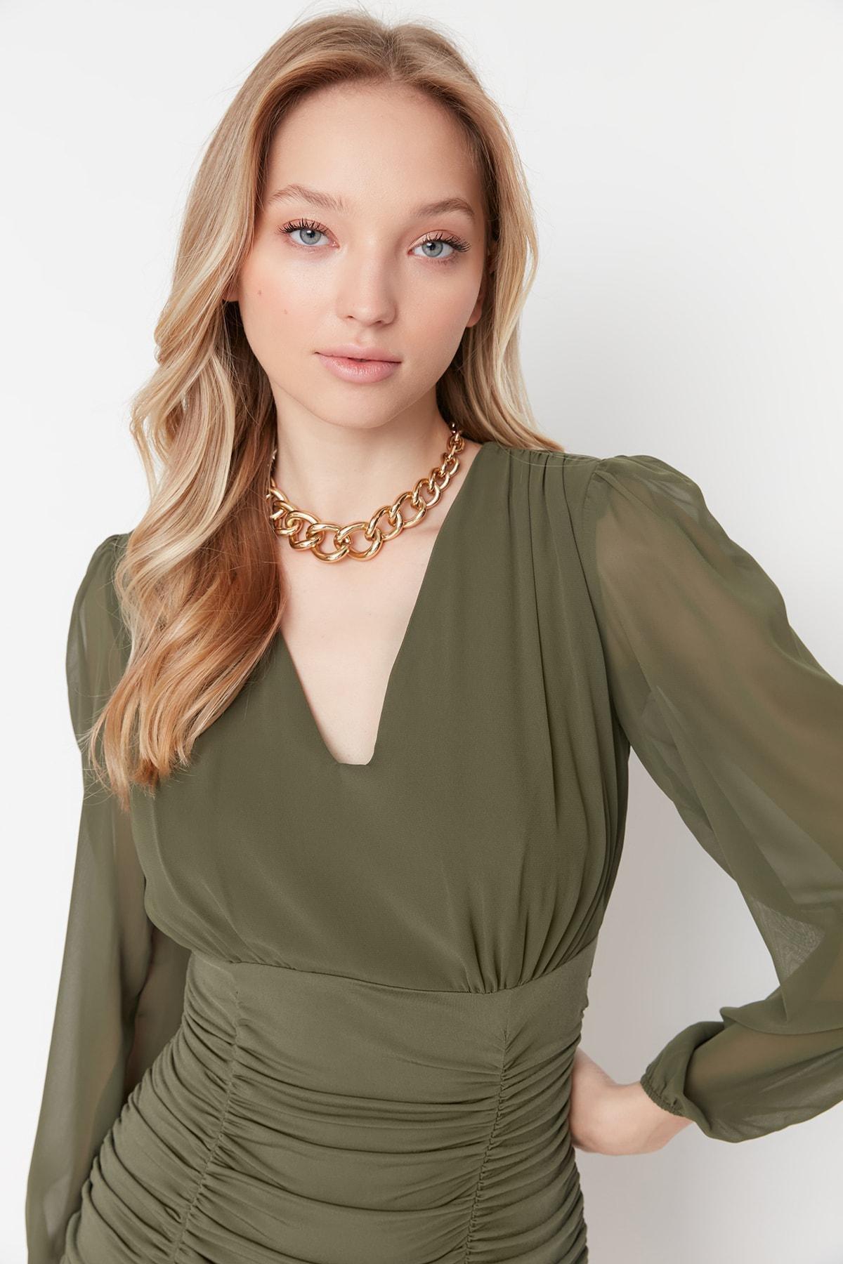 Khaki Bodycon Dress, , large image number 6