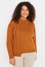 Trendyol - Brown Knitted Plus Size Sweater