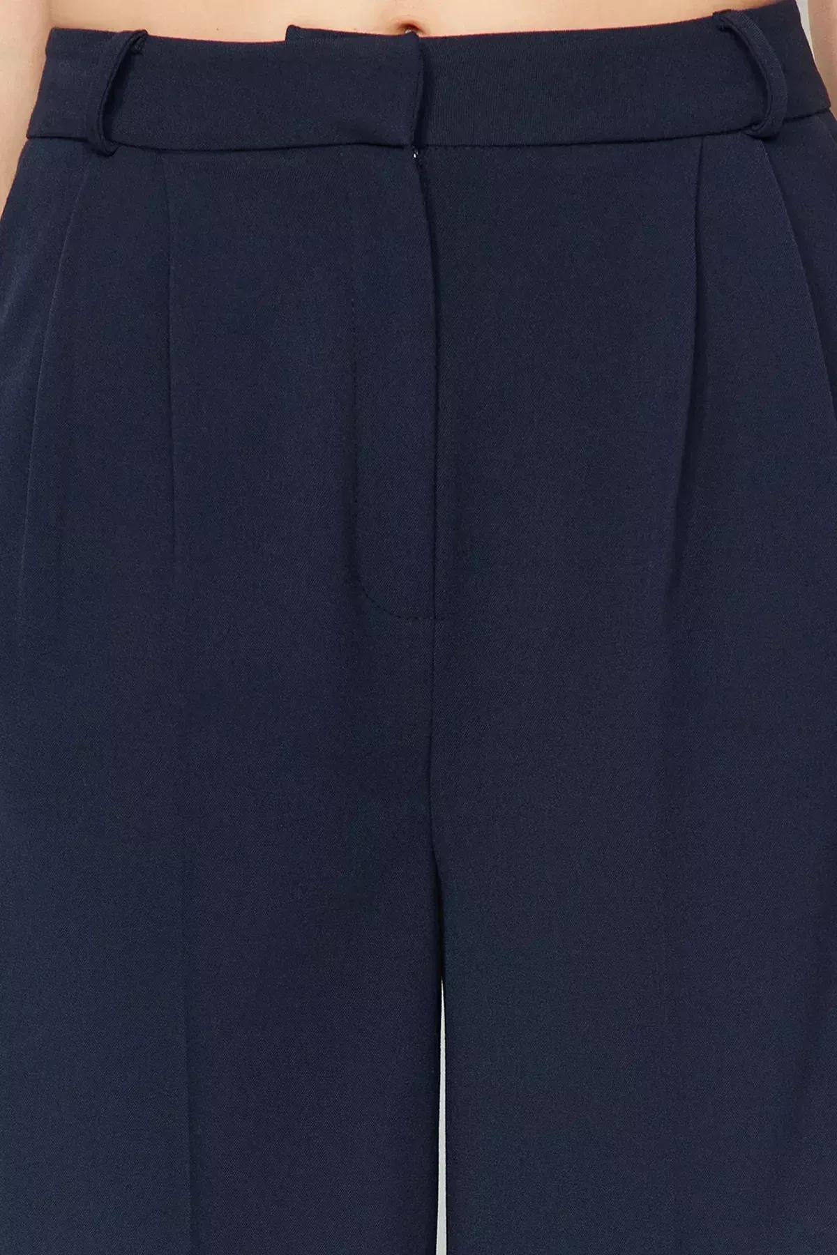 Navy Wide Leg Trousers, Navy blue, large image number 4