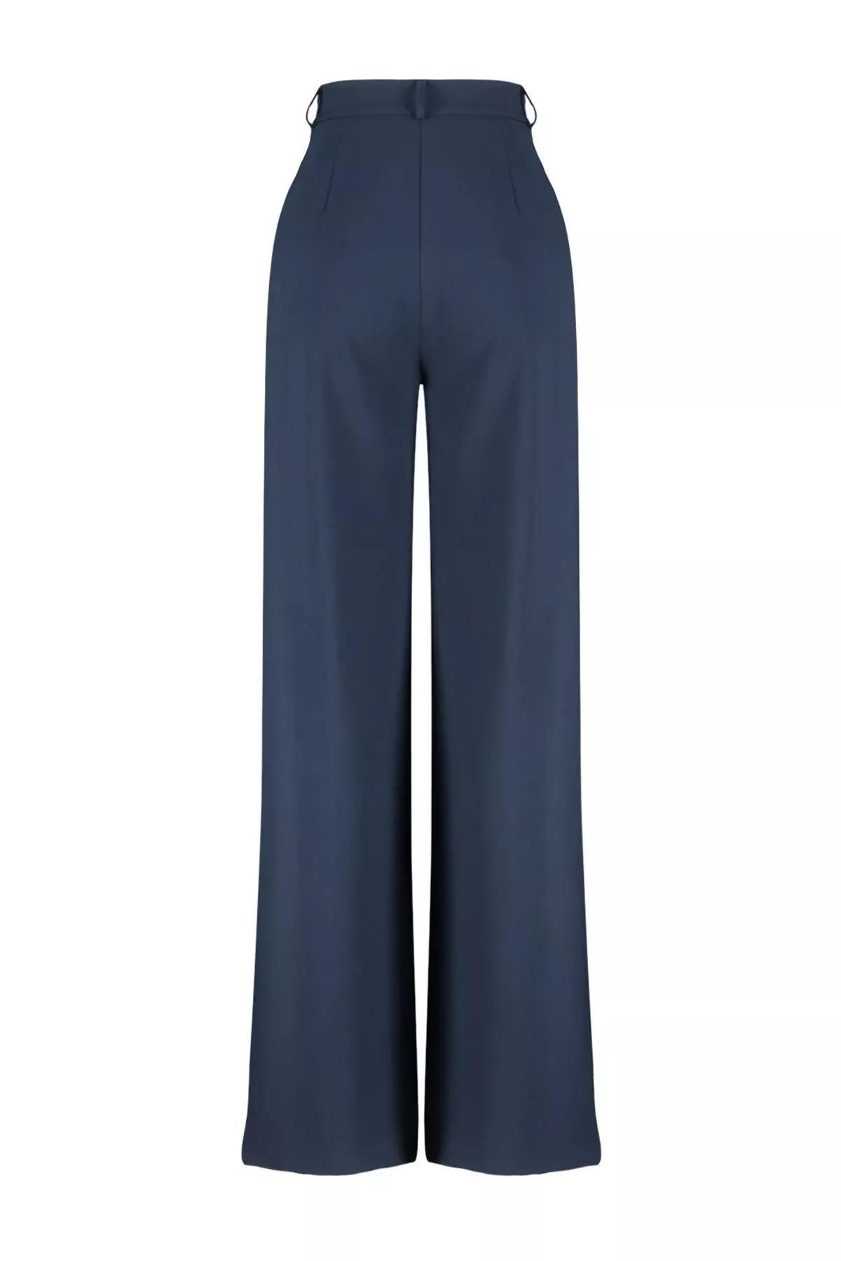Navy Wide Leg Trousers, Navy blue, large image number 7