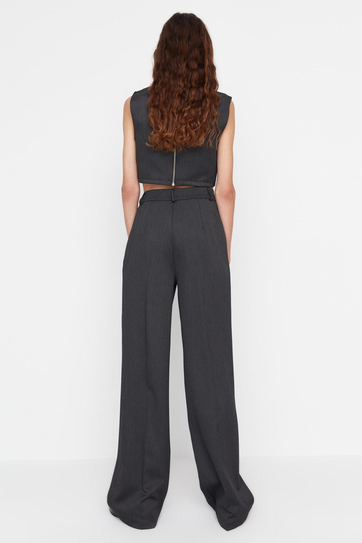 Trendyol - Gray Wide Leg Pants