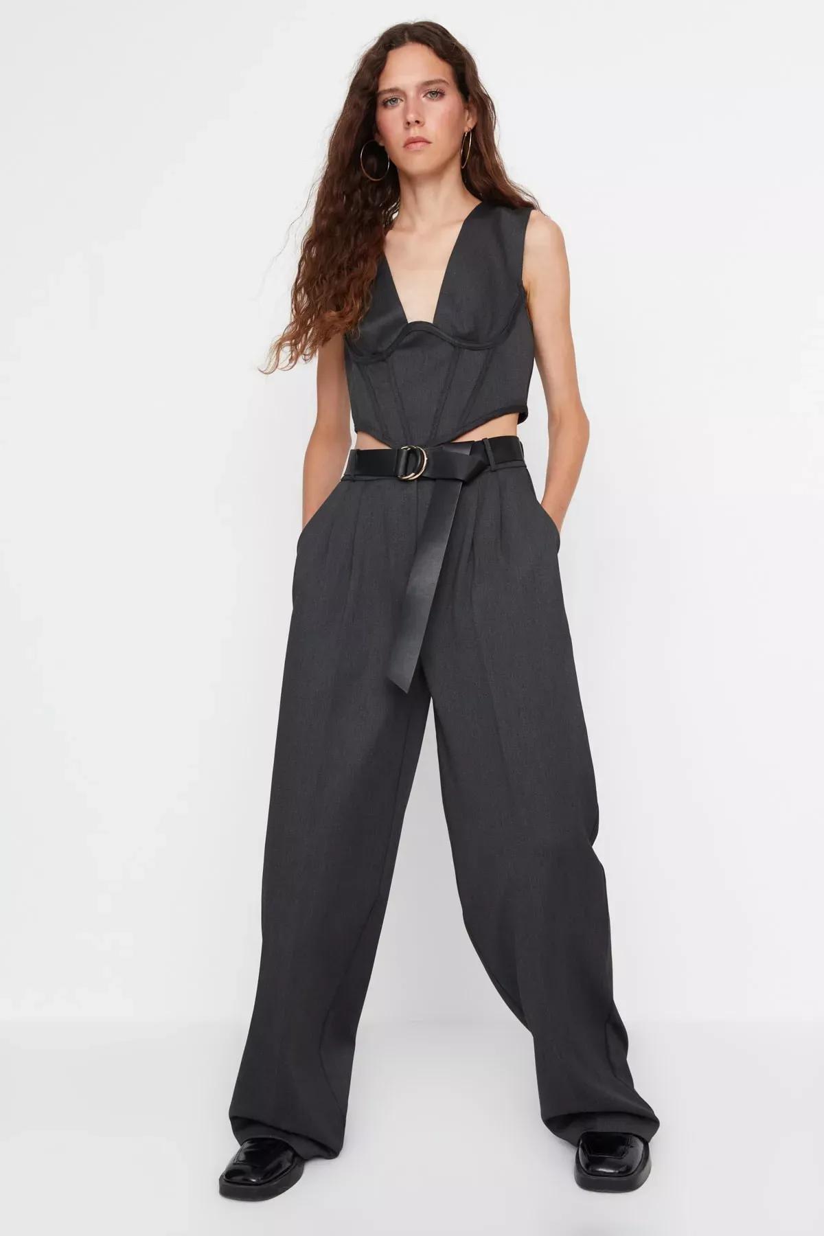 Grey Wide Leg Pants, , large image number 7