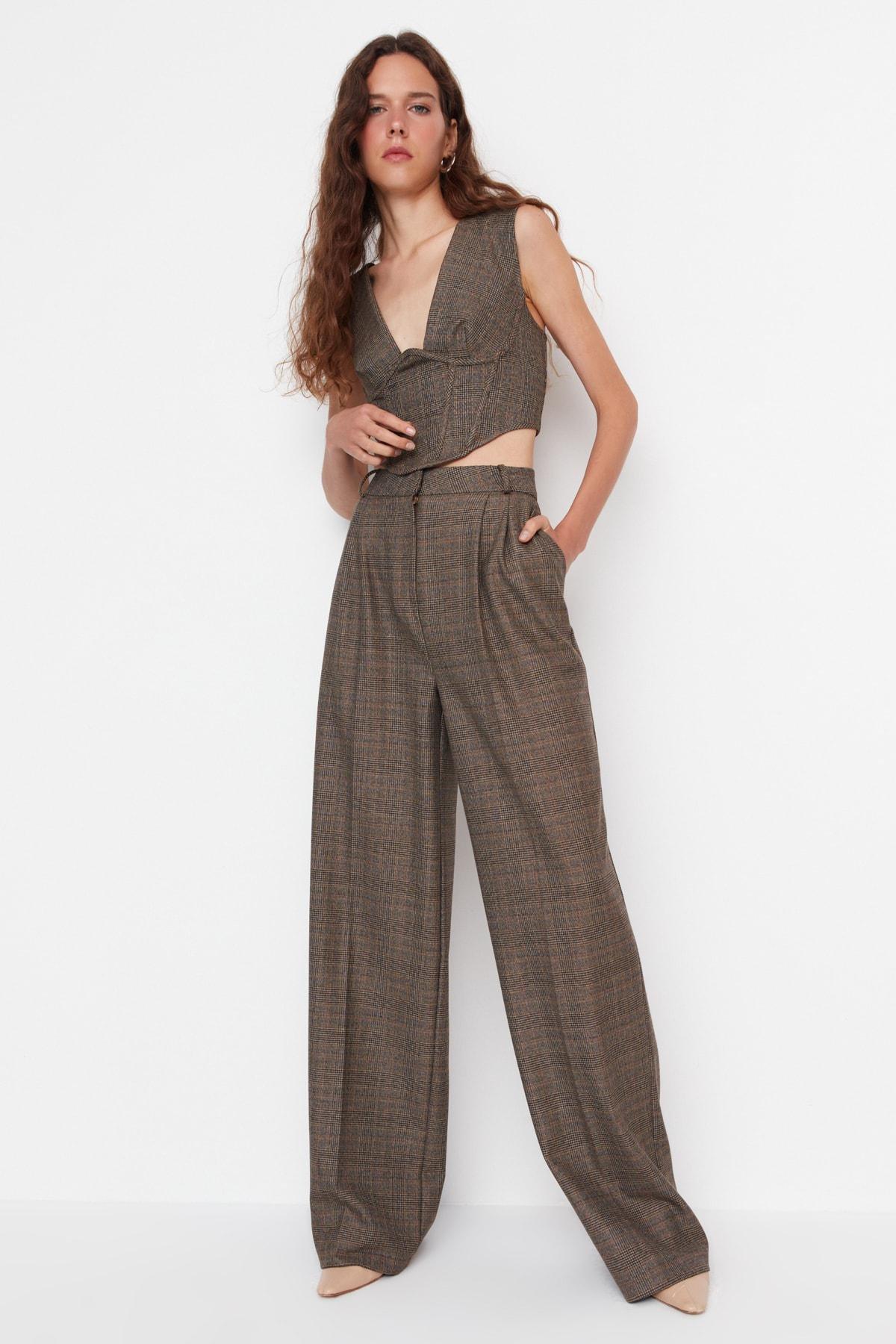 Brown Wide Leg Pants, , large image number 0