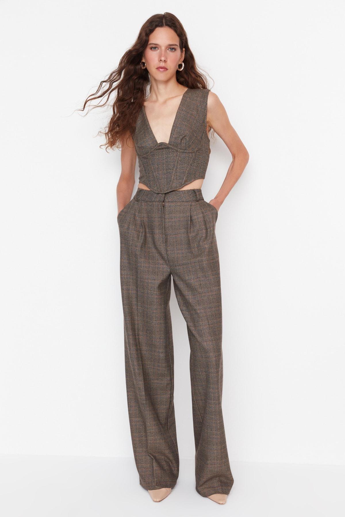 Brown Wide Leg Pants, , large image number 1