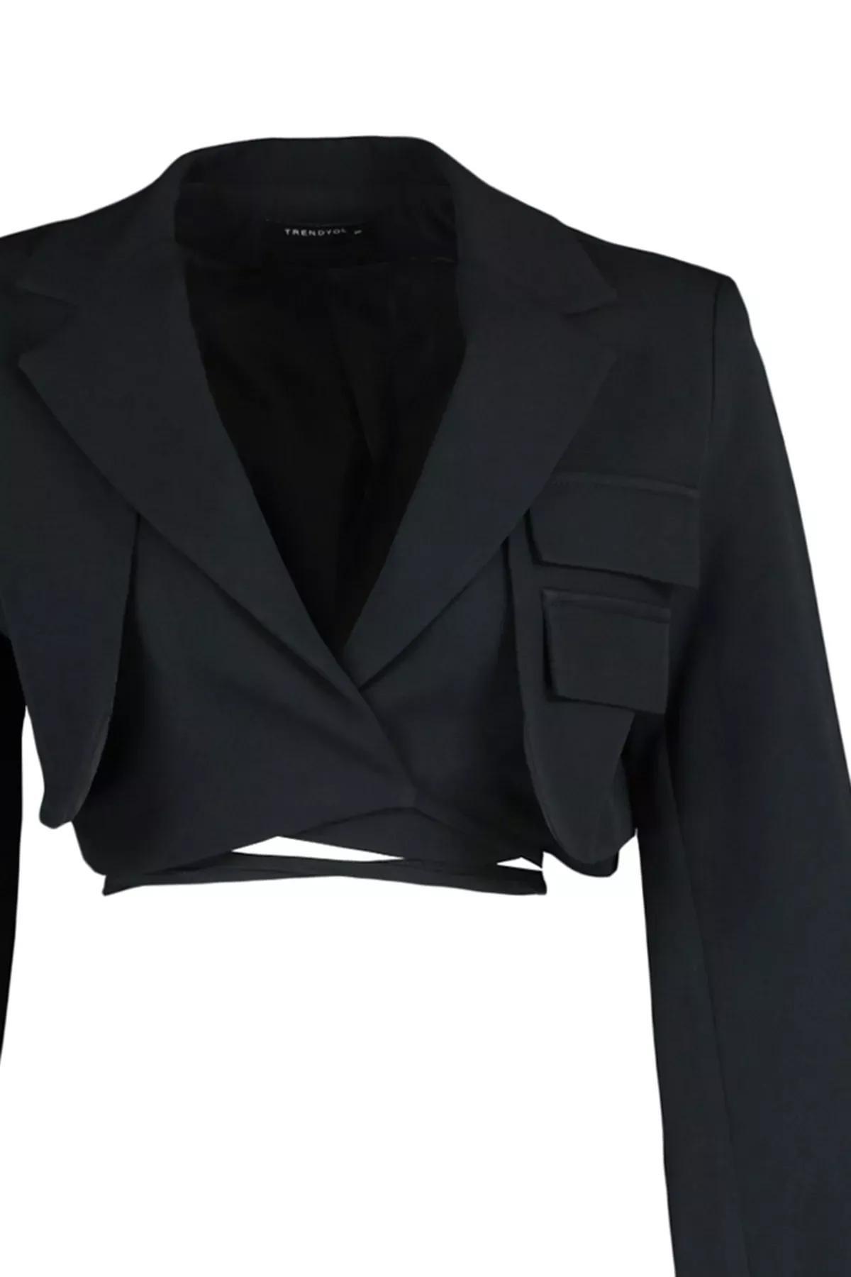 Black Cache-Coeur Fitted Blazer, , large image number 3