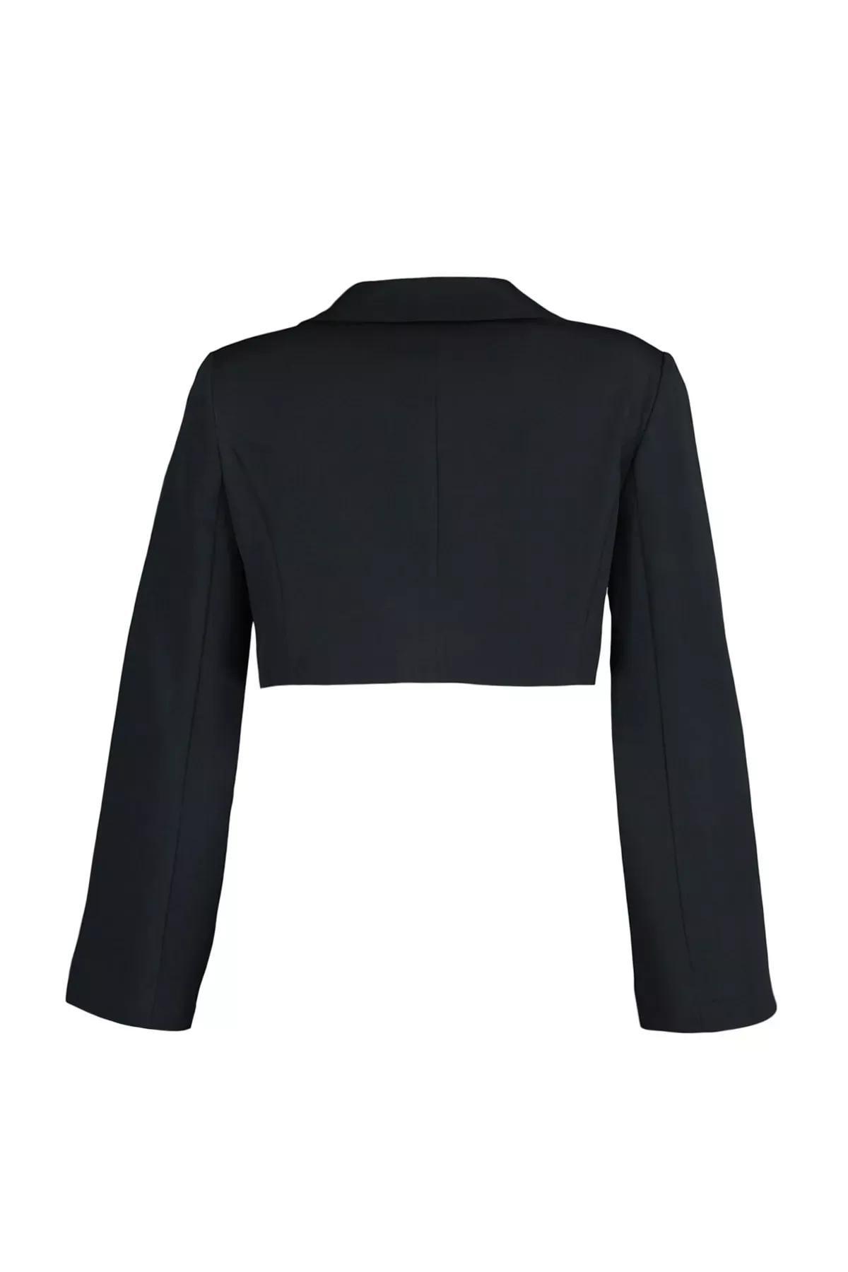 Black Cache-Coeur Fitted Blazer, , large image number 4