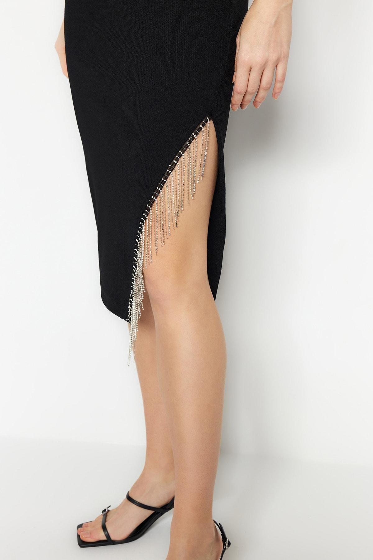 Black Bodycon Midi Skirt, , large image number 4