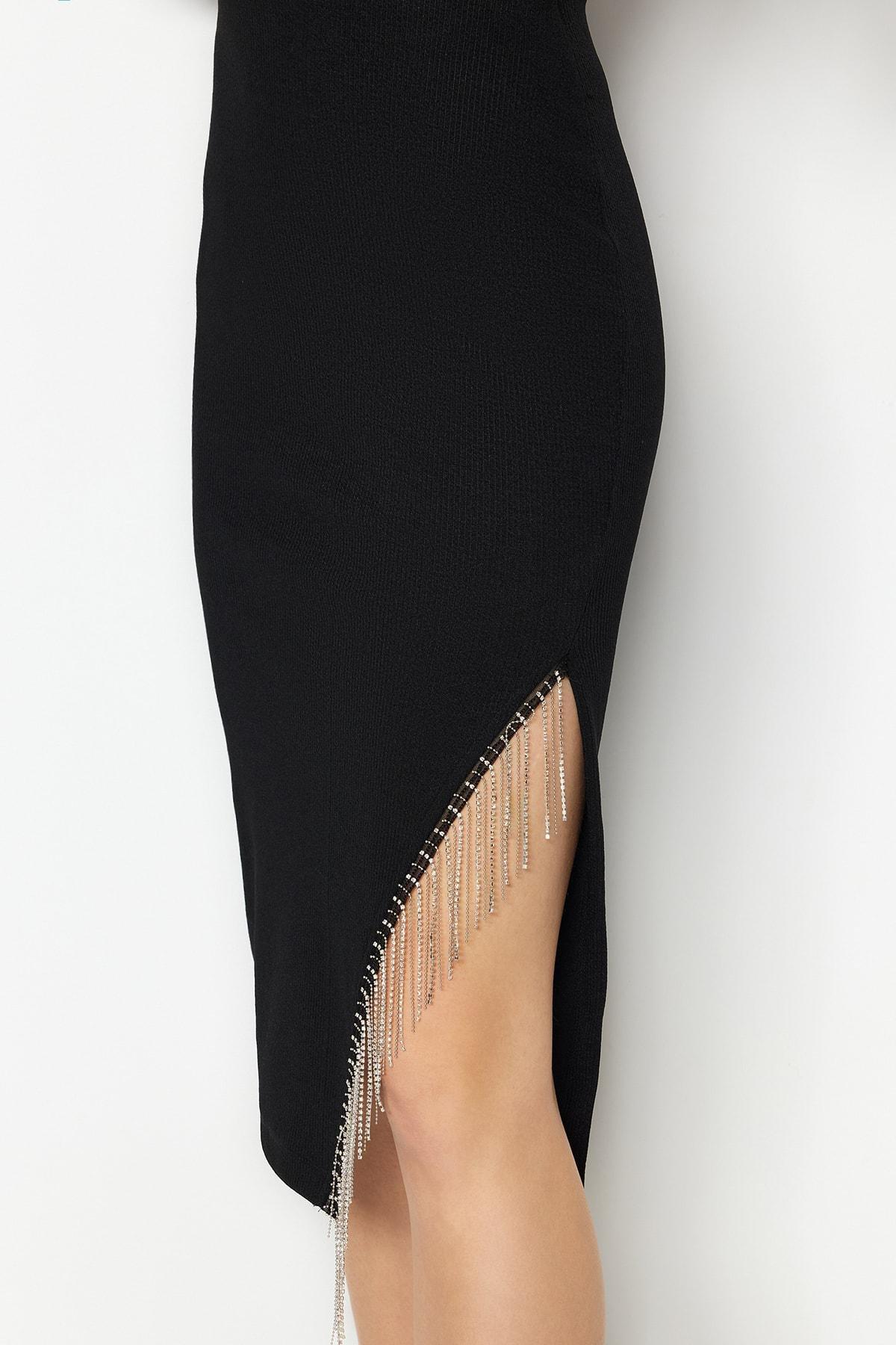 Black Bodycon Midi Skirt, , large image number 5