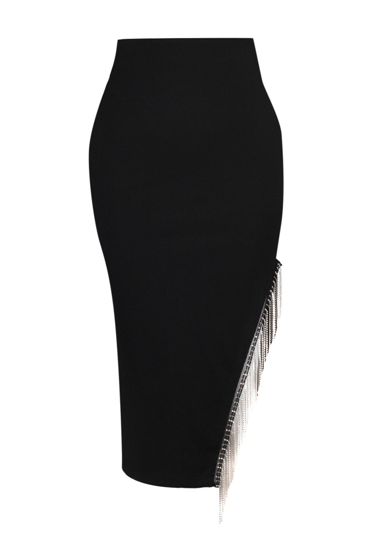 Black Bodycon Midi Skirt, , large image number 6