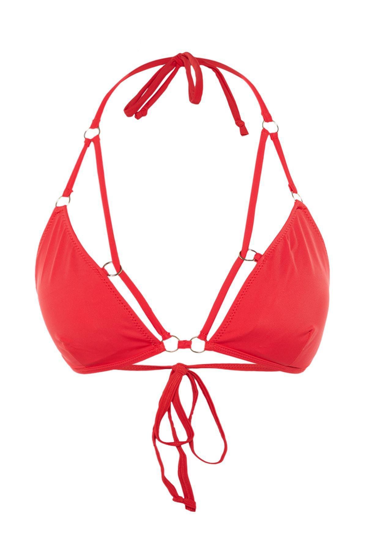 Trendyol - Red Accessory Detailed Bikini Top